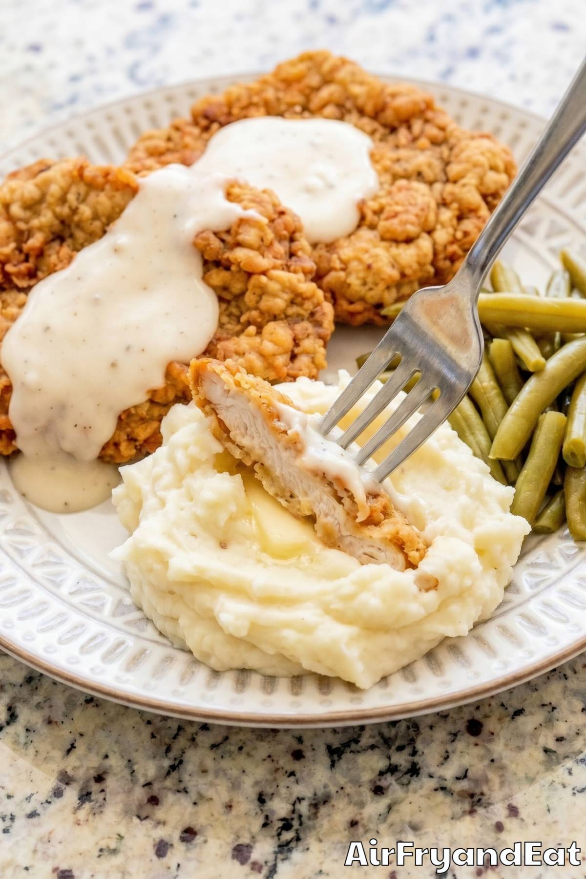 Easy air fryer chicken fried steak dinner