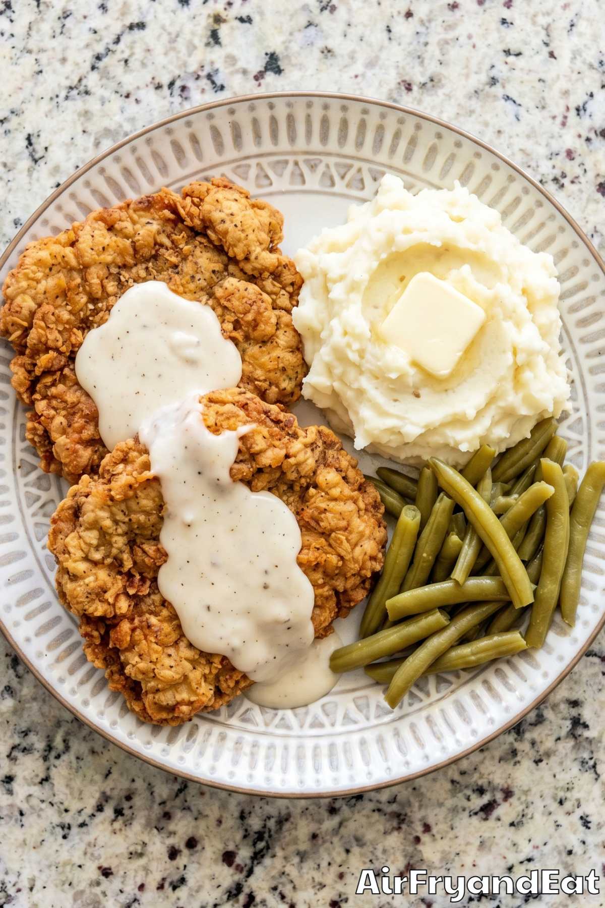Juicy air fryer chicken fried steak plate