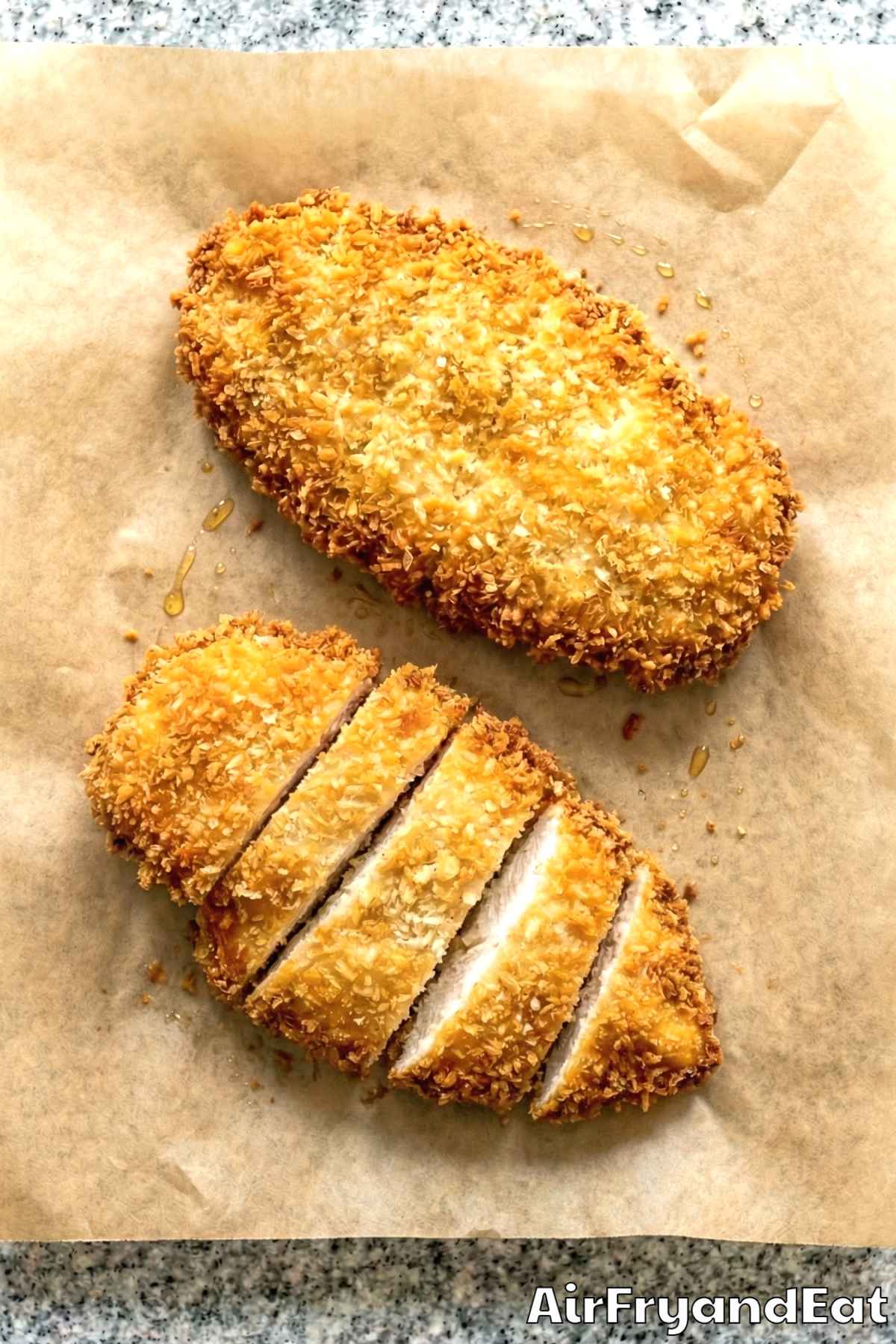 Savory air fryer chicken katsu cutlet
