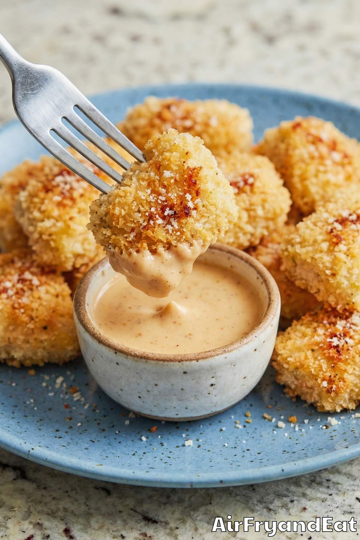 Perfectly golden air fryer chicken nuggets