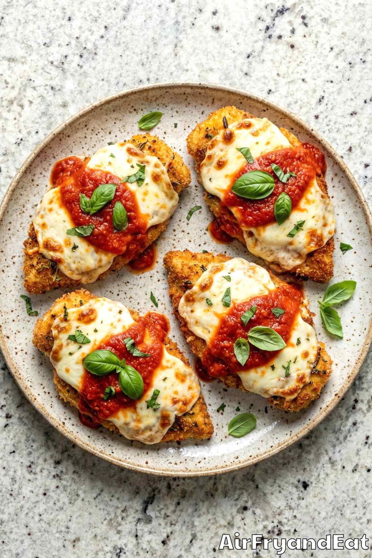 Crunchy air fryer chicken parmesan dinner