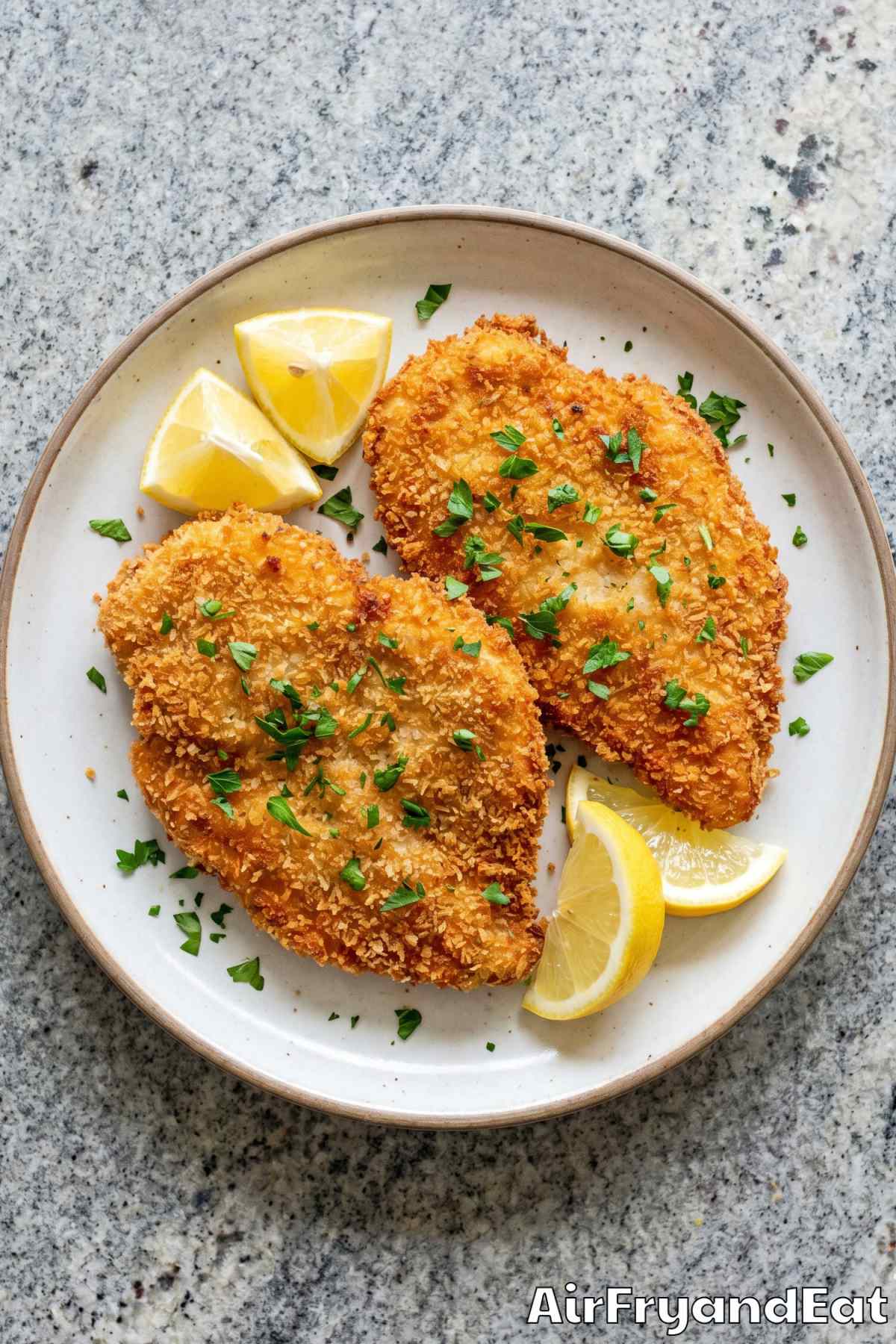 Easy air fryer chicken schnitzel dinner