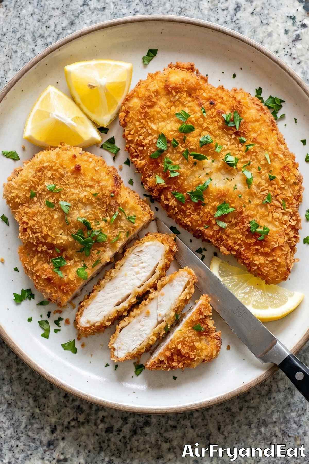 Crispy air fryer chicken schnitzel