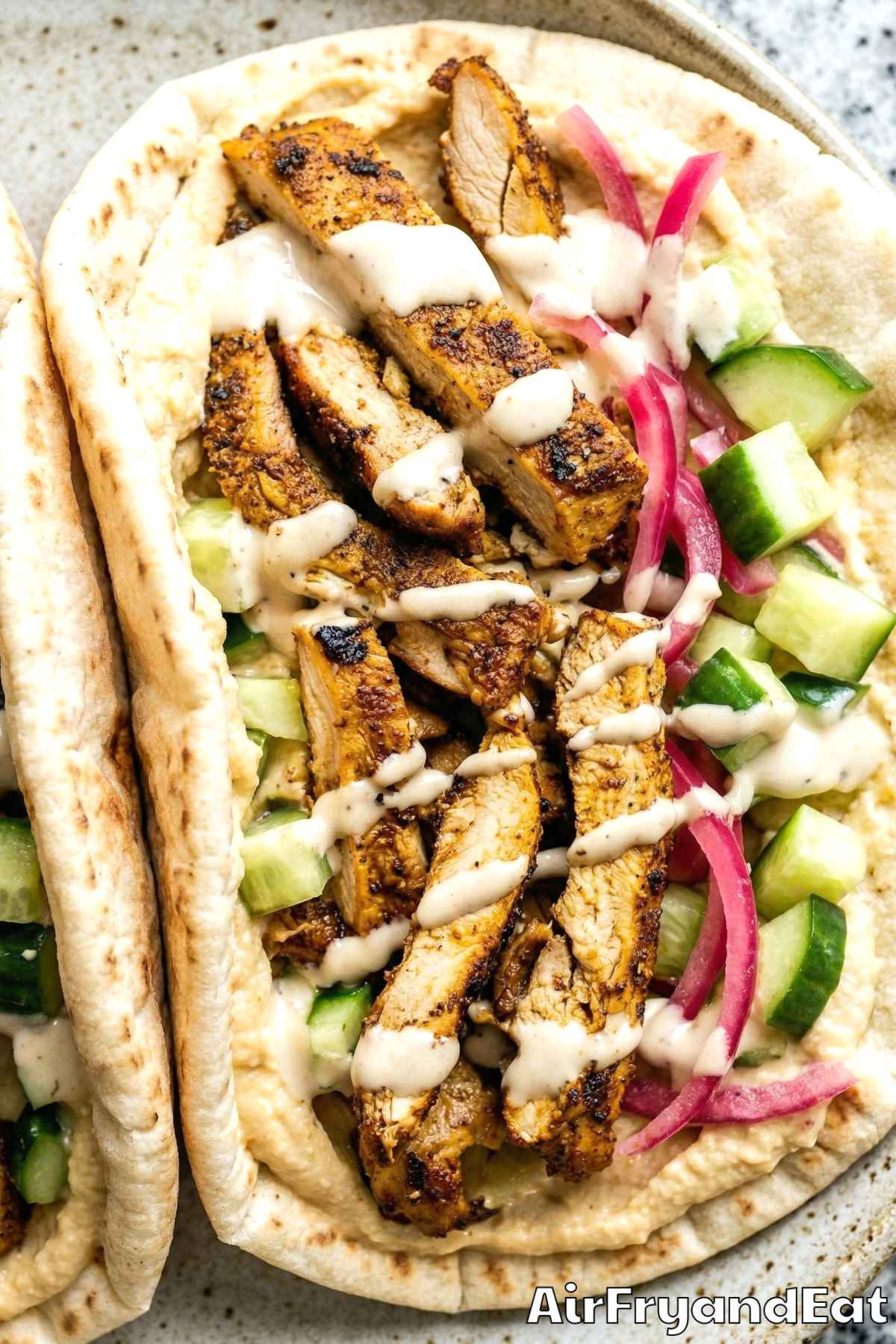 Easy air fryer chicken shawarma wraps
