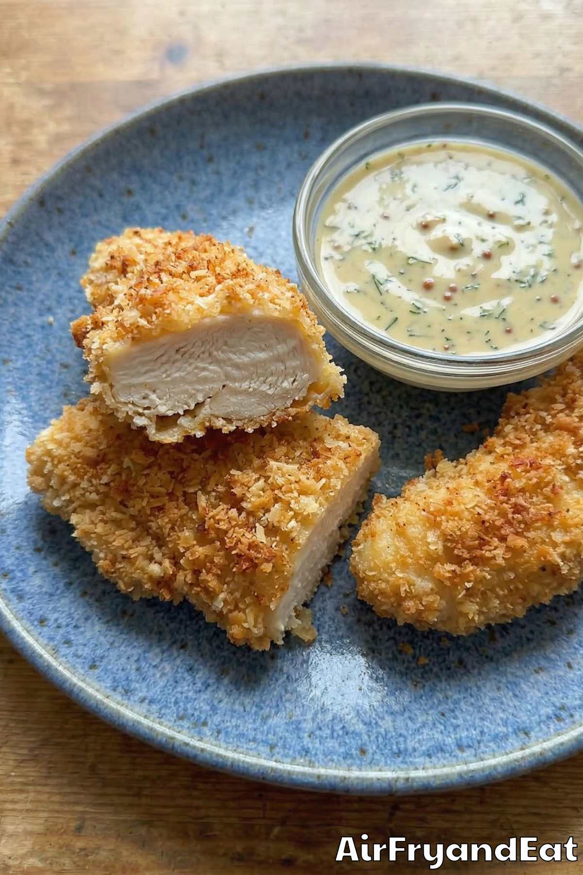 Golden air fryer chicken tenders close-up