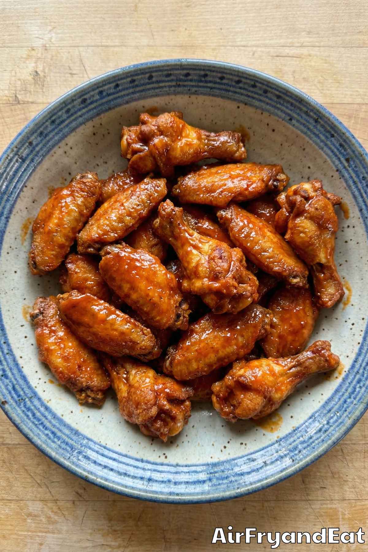 Golden air fryer chicken wings close-up