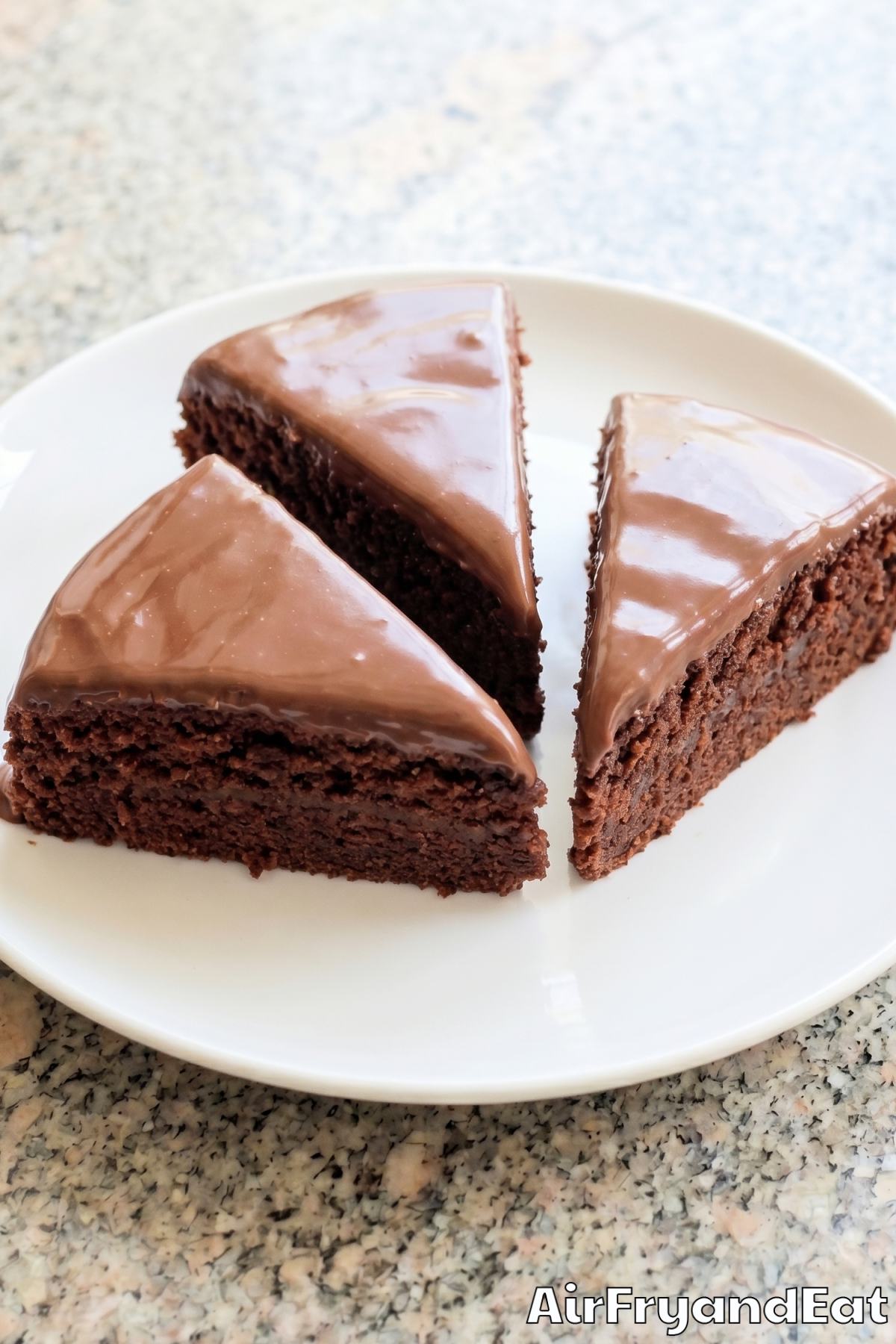 Fluffy air fryer chocolate cake serving