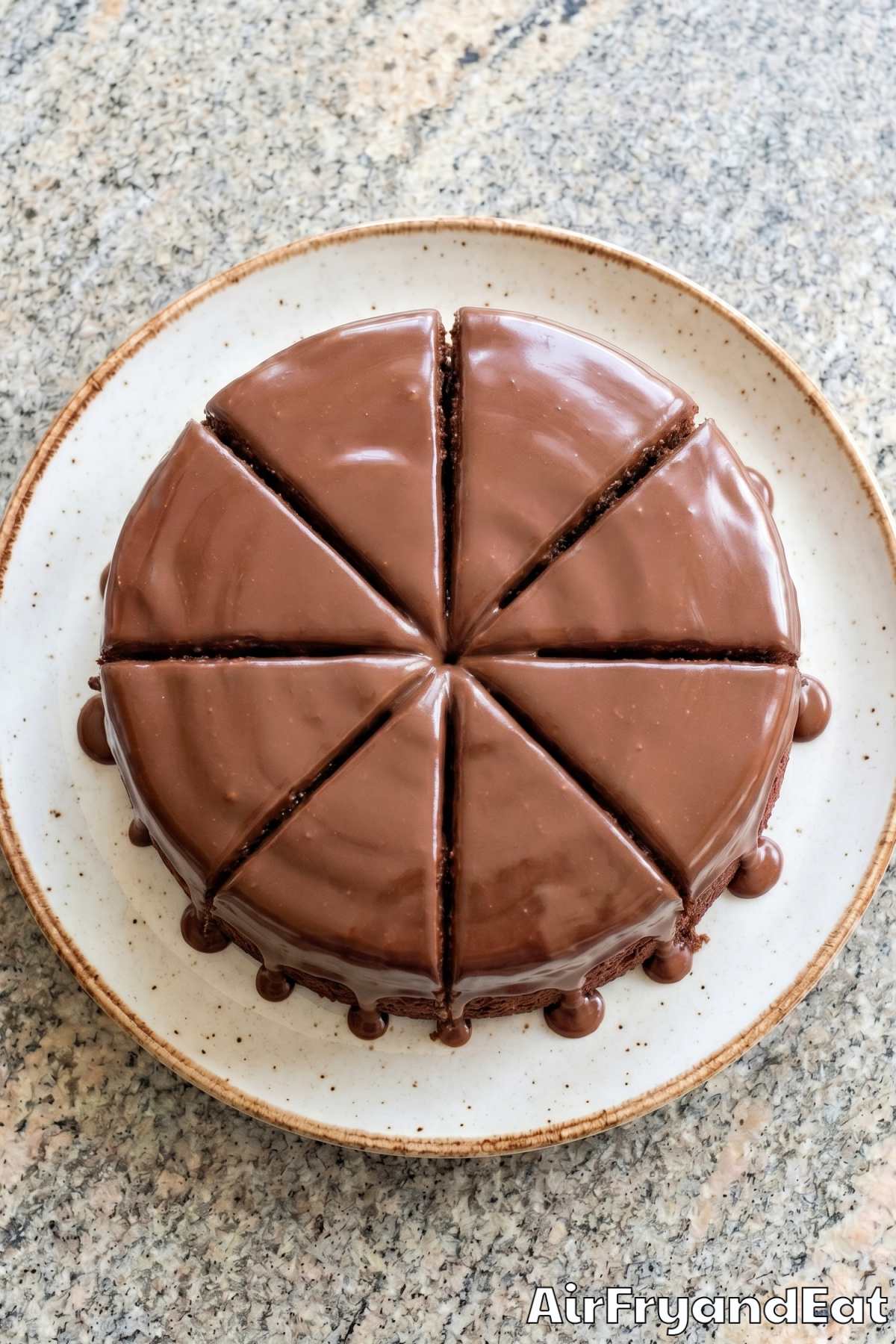 Homemade air fryer chocolate cake wedge