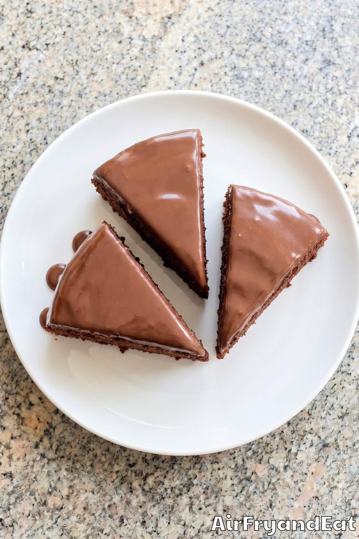 Decadent air fryer chocolate cake closeup