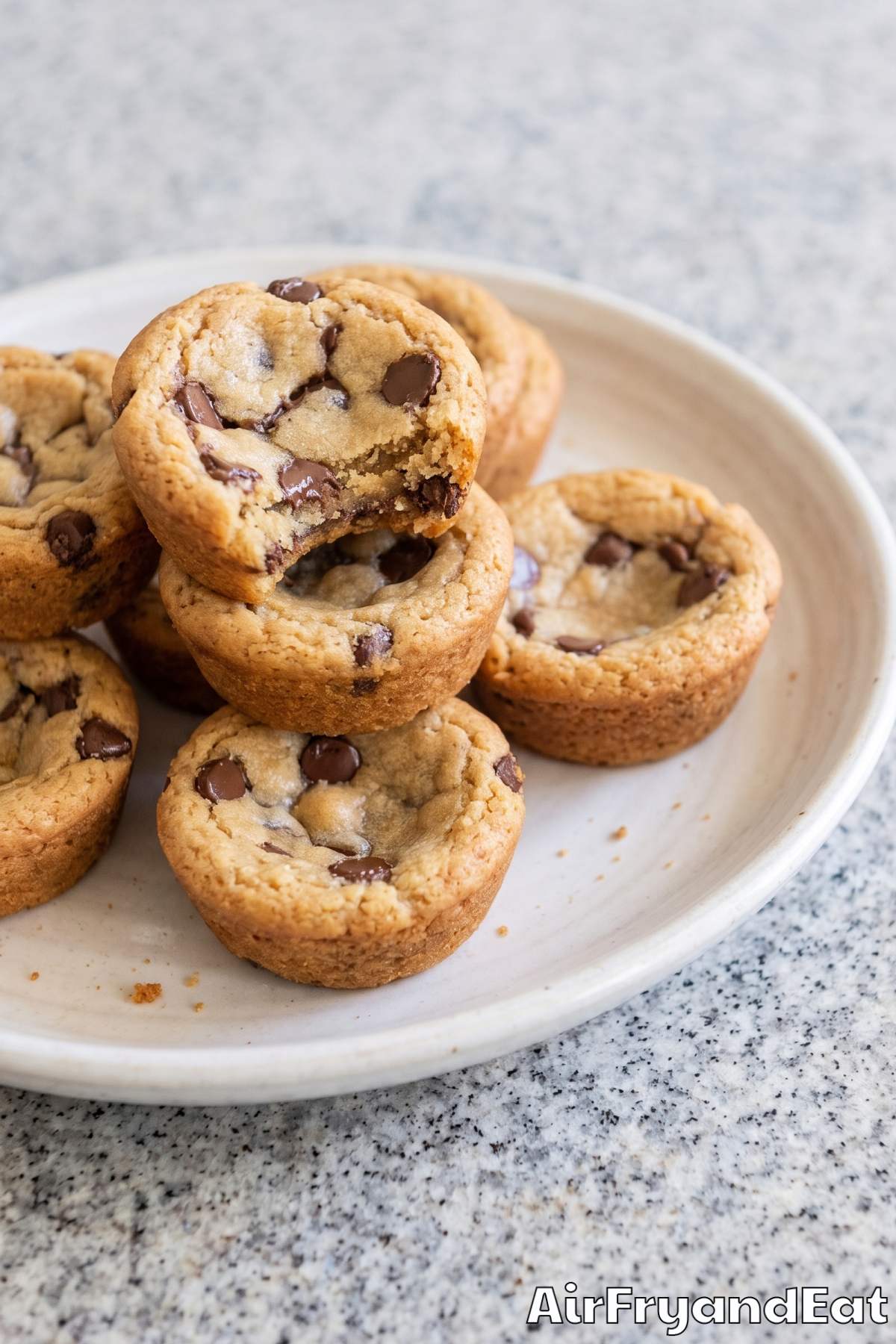 Fresh baked chocolate chip cookie cups
