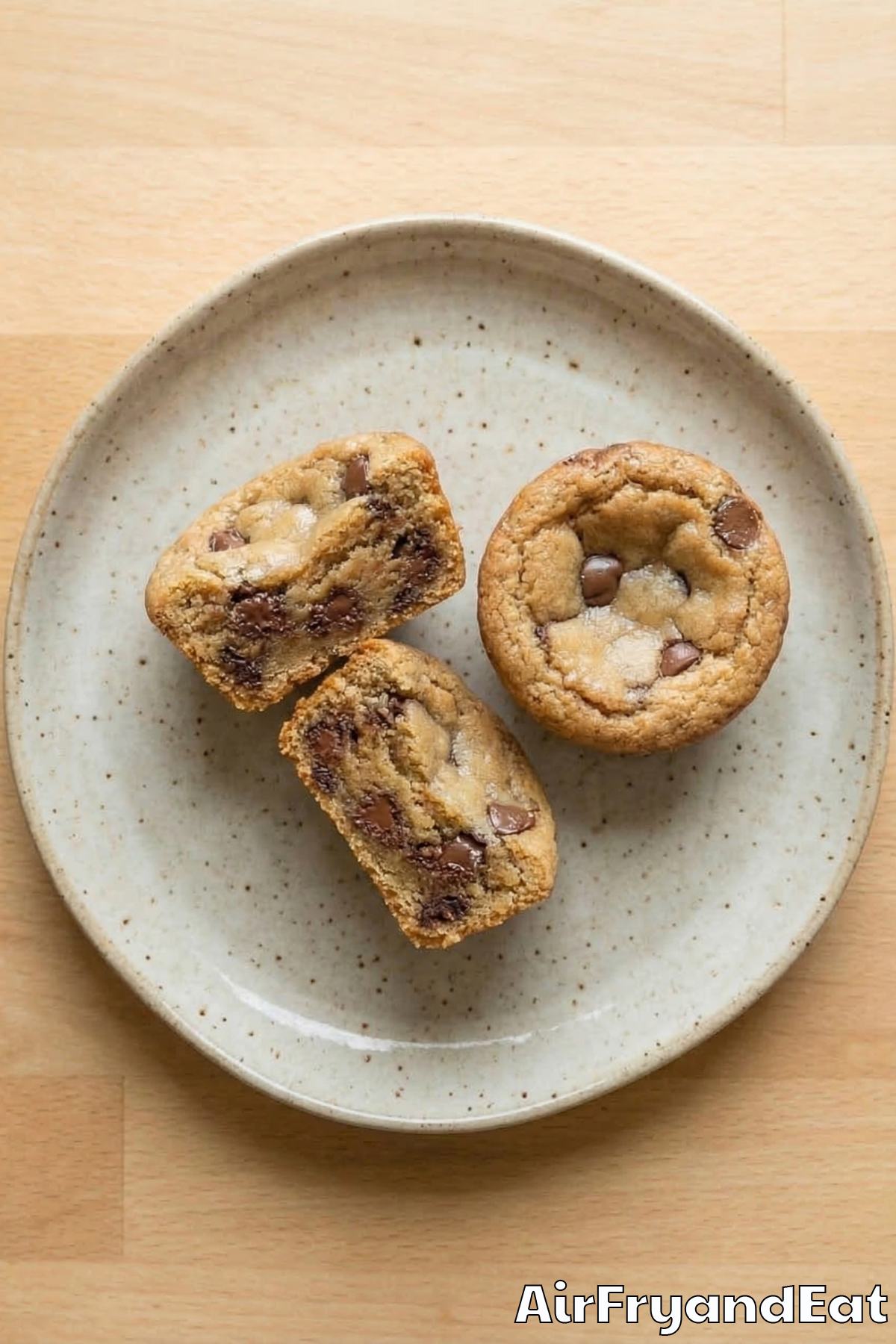 Golden air fryer chocolate chip cookie cups