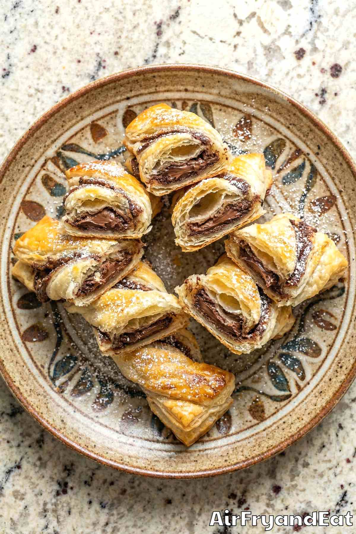 Easy air fryer chocolate hazelnut twists