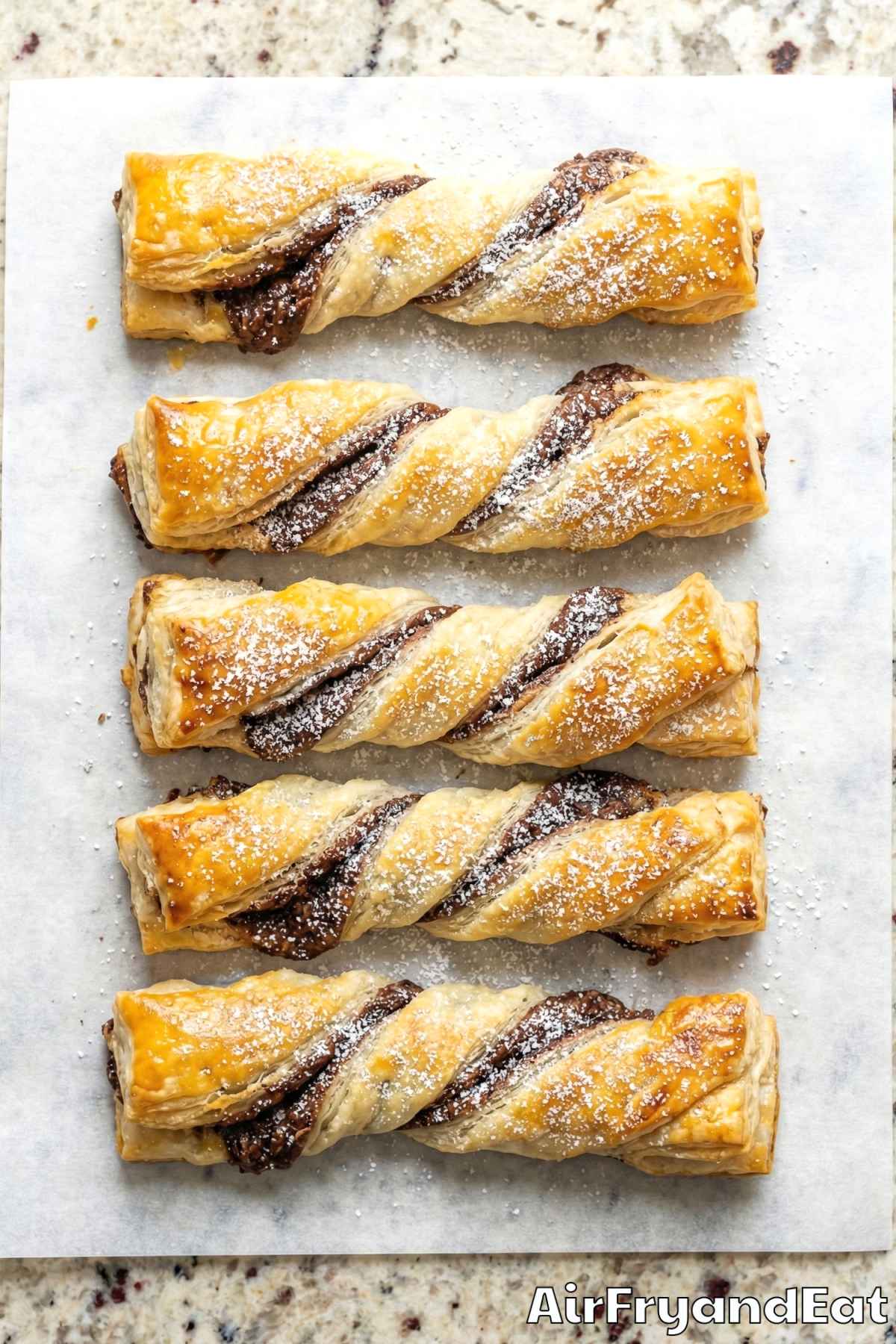 Buttery air fryer chocolate hazelnut twists