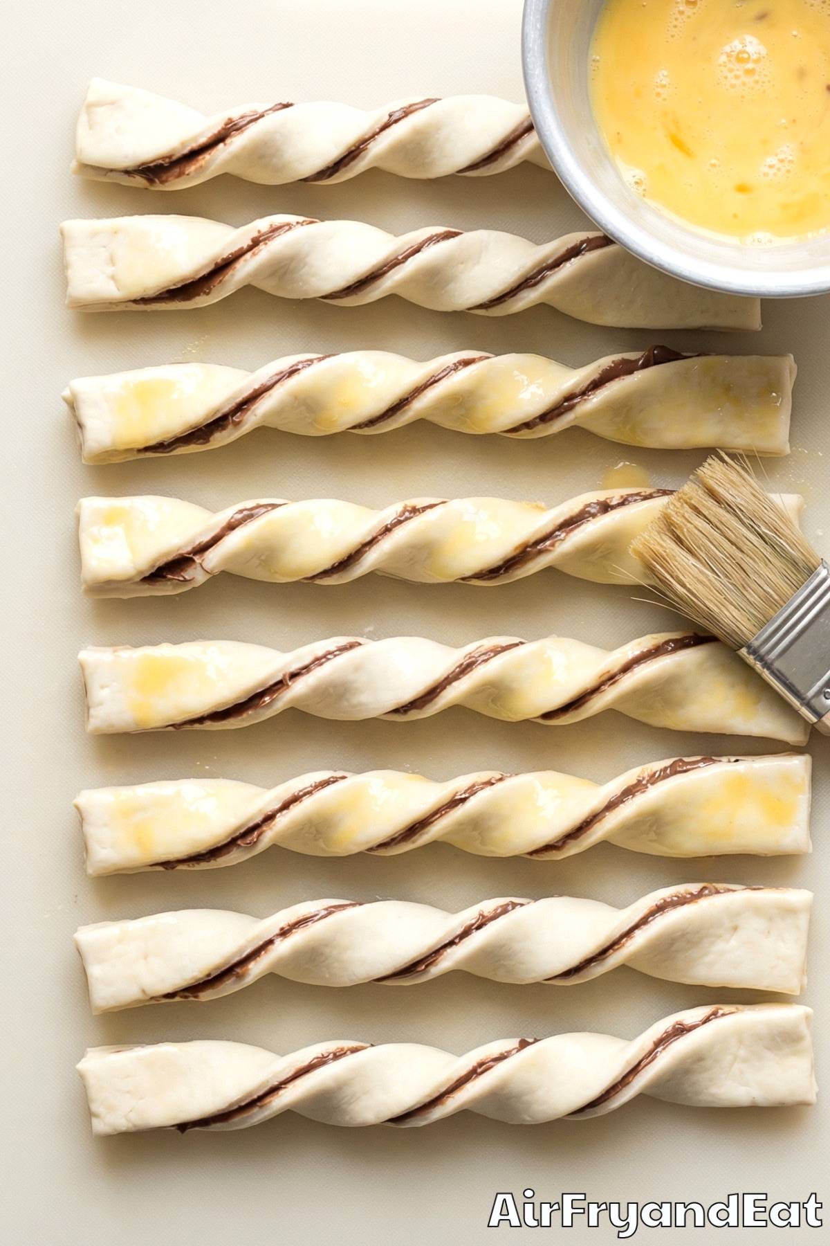 Air Fryer Chocolate Hazelnut Pastry Twists Step 4