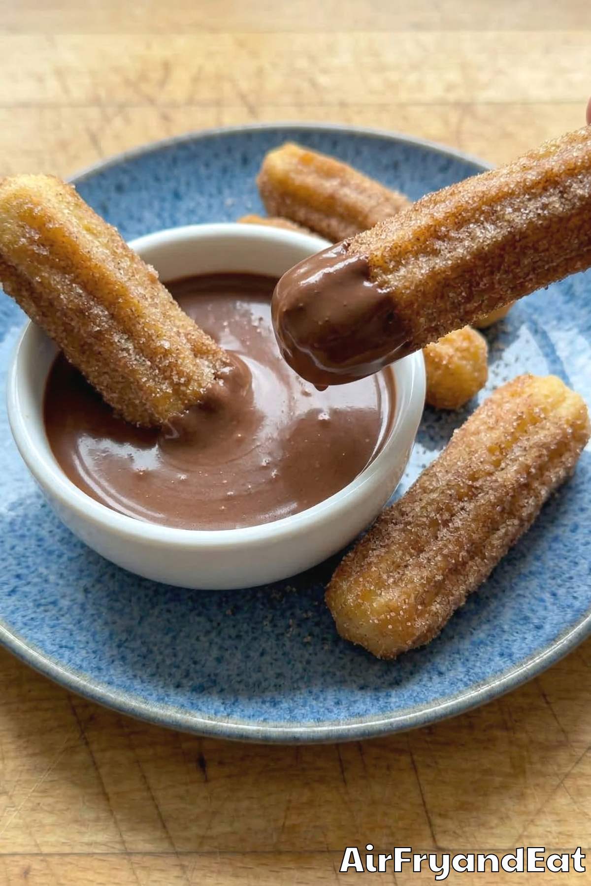 Homemade air fryer churros served fresh