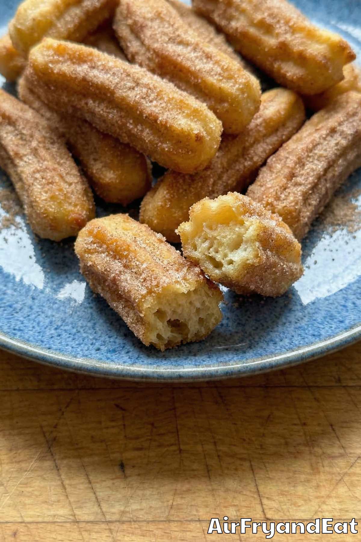 Crunchy air fryer churros with dipping sauce