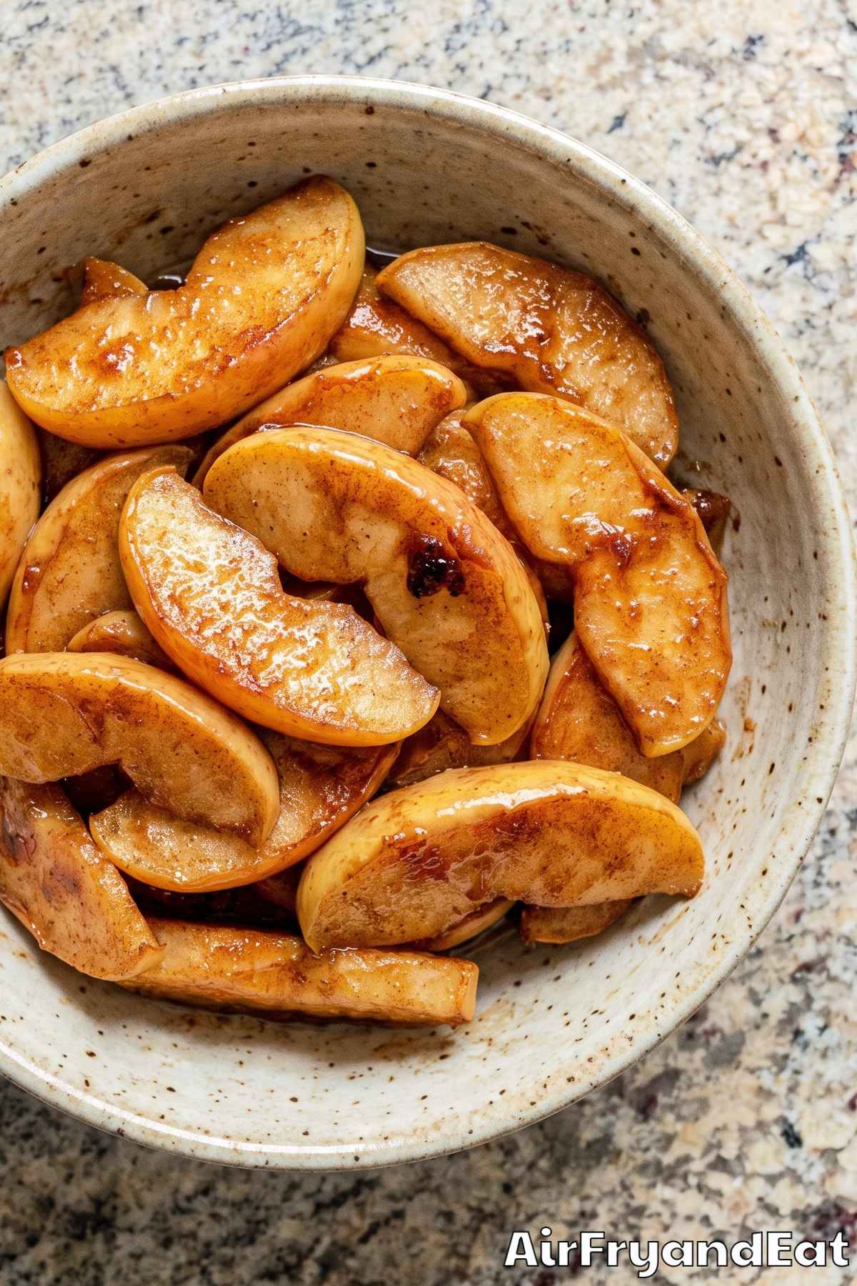 Homemade air fryer cinnamon apples dessert