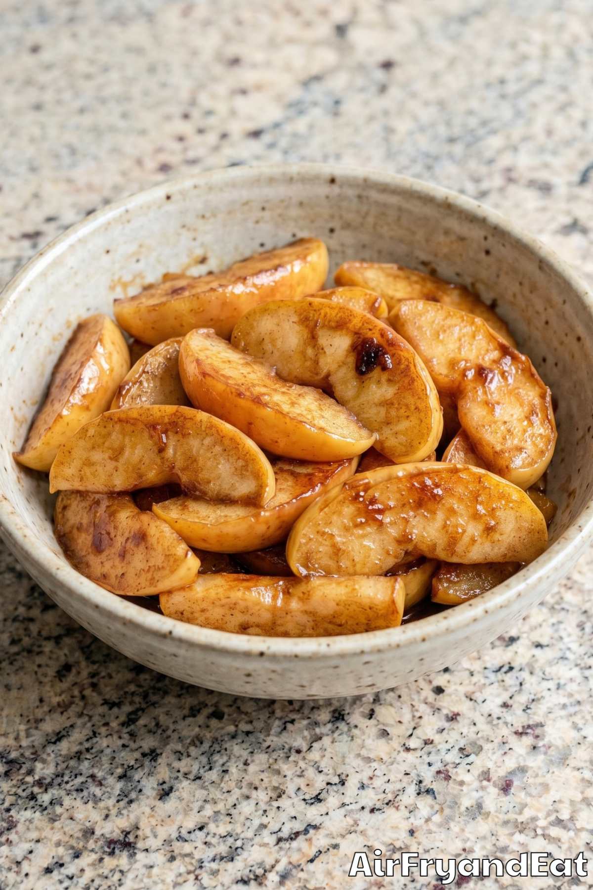 Easy air fryer cinnamon apples served warm