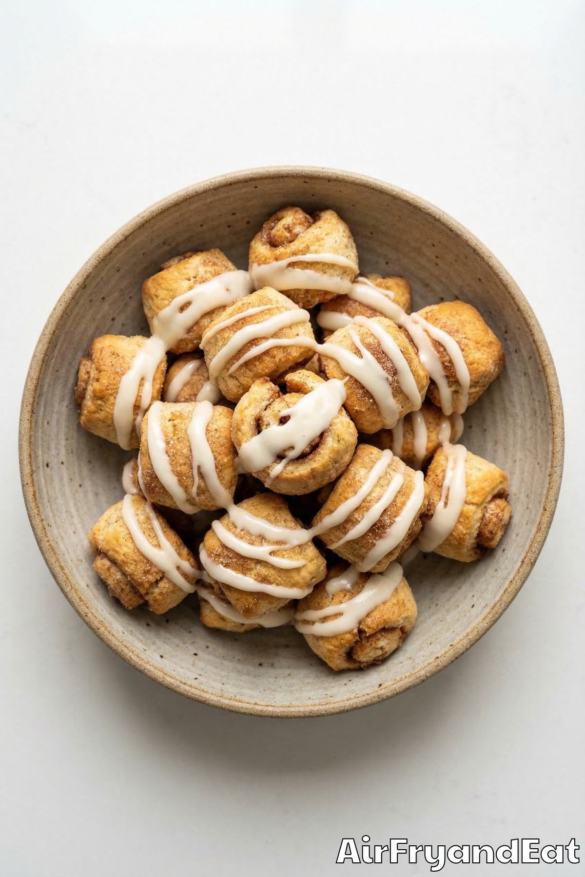 Sweet air fryer cinnamon roll bites fresh made