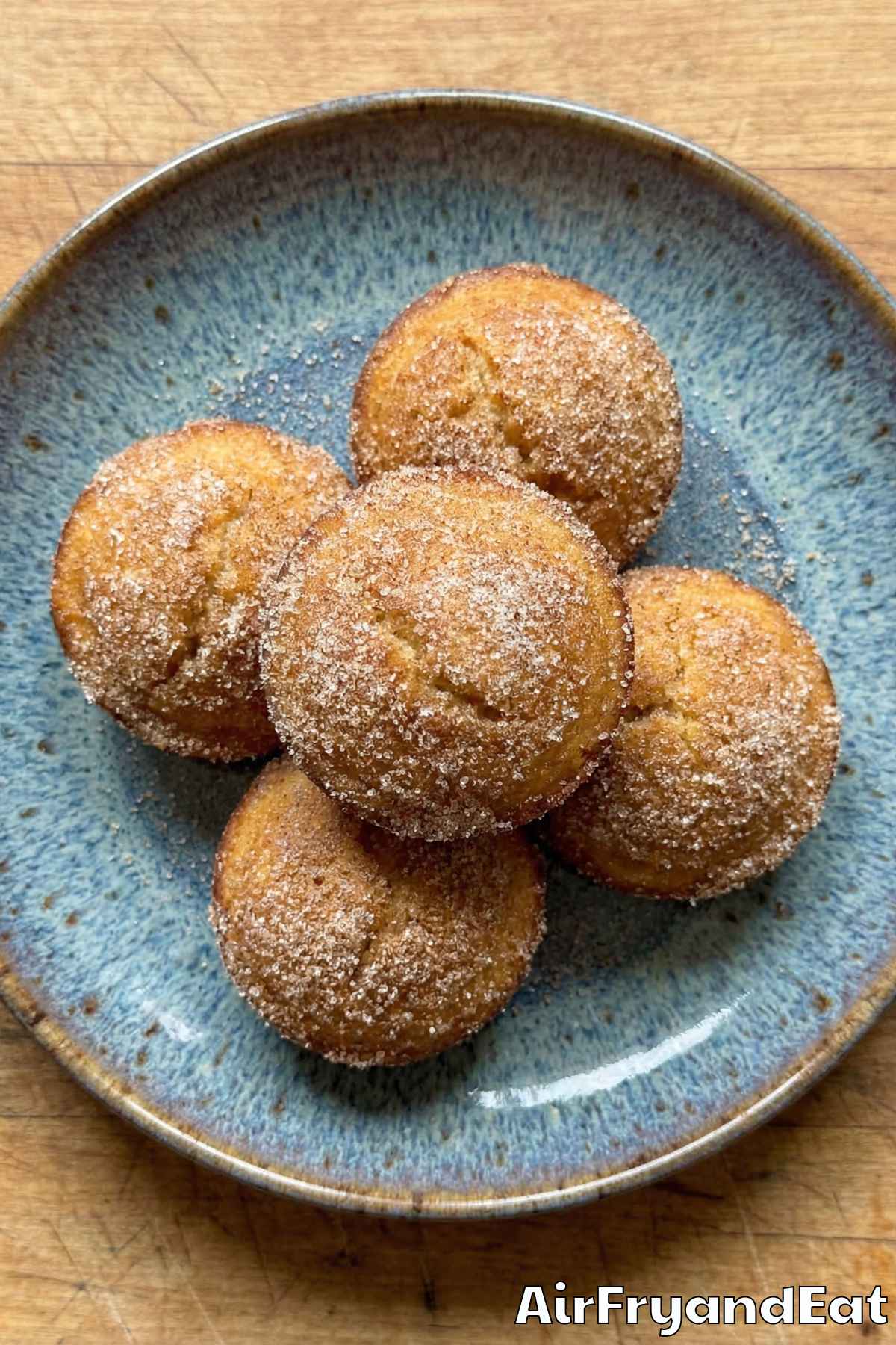 Sweet air fryer cinnamon sugar donut cakes