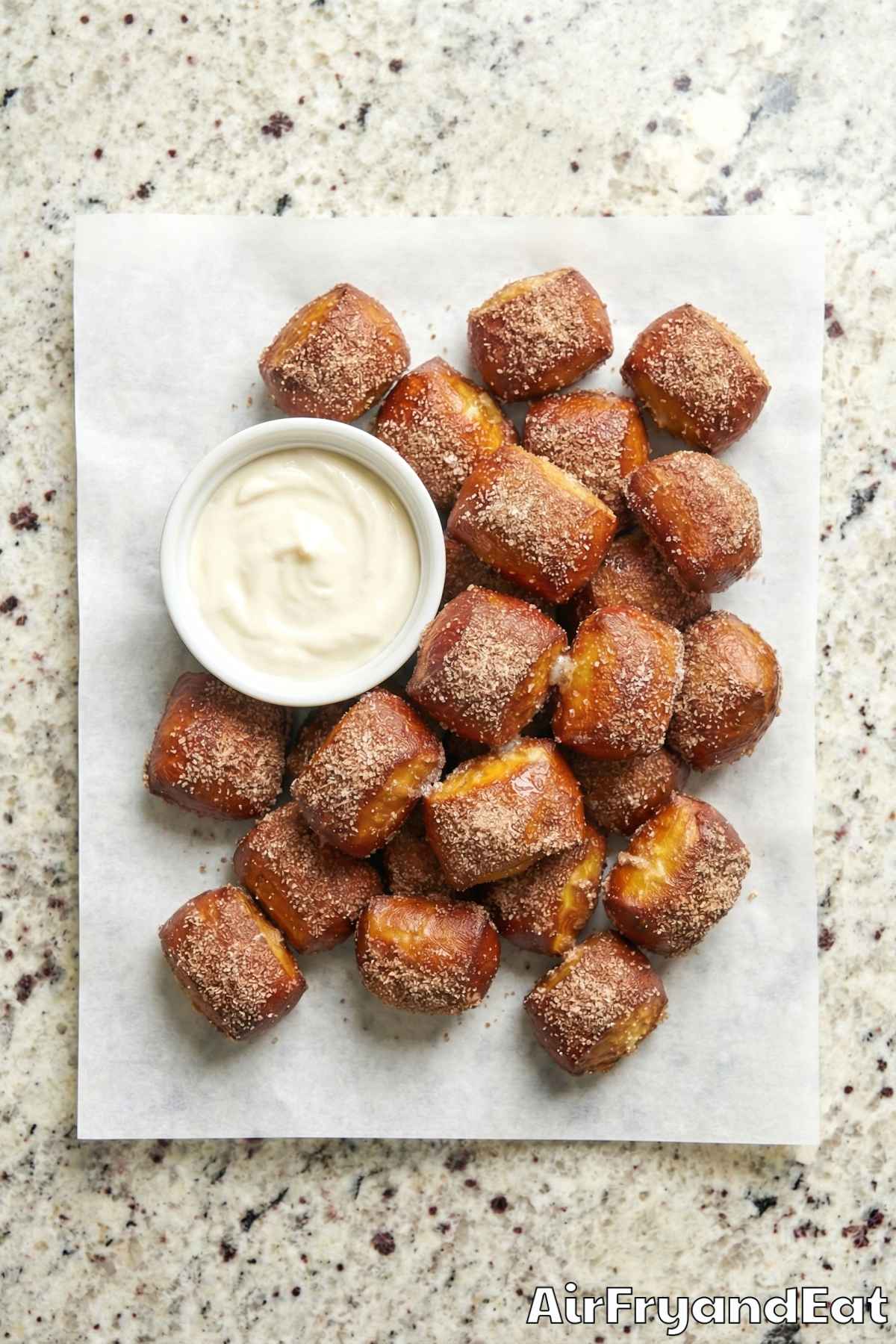 Homemade cinnamon sugar pretzel bites