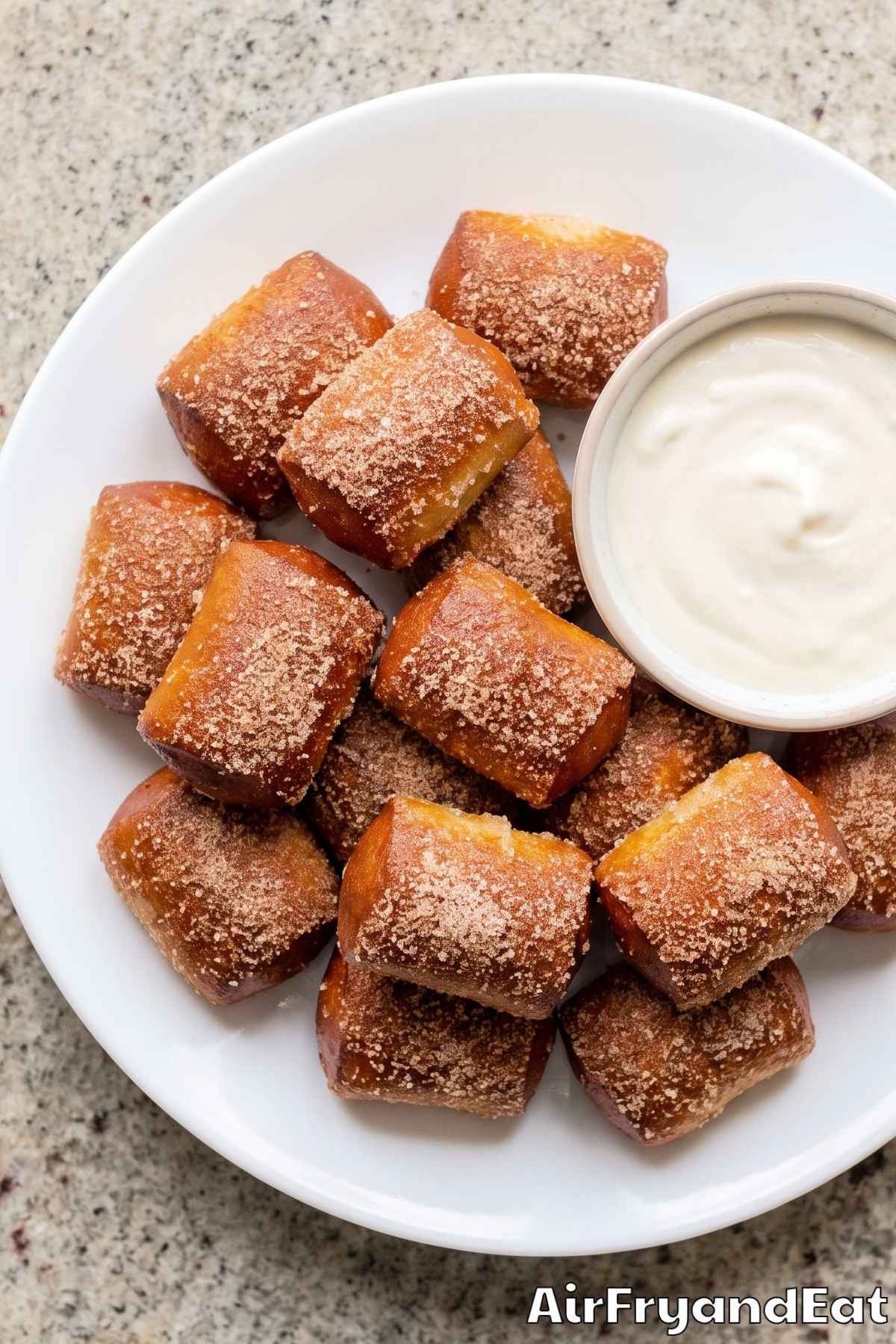 Golden cinnamon sugar pretzel bites