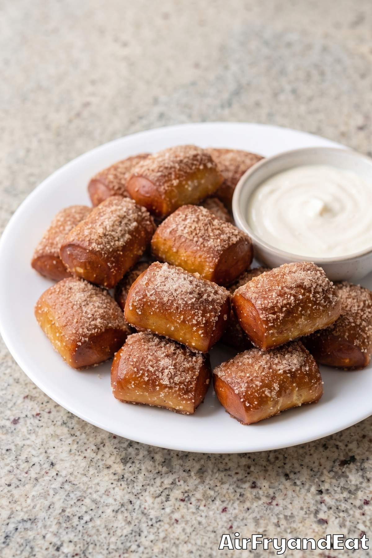 Sugar coated air fryer pretzel bites