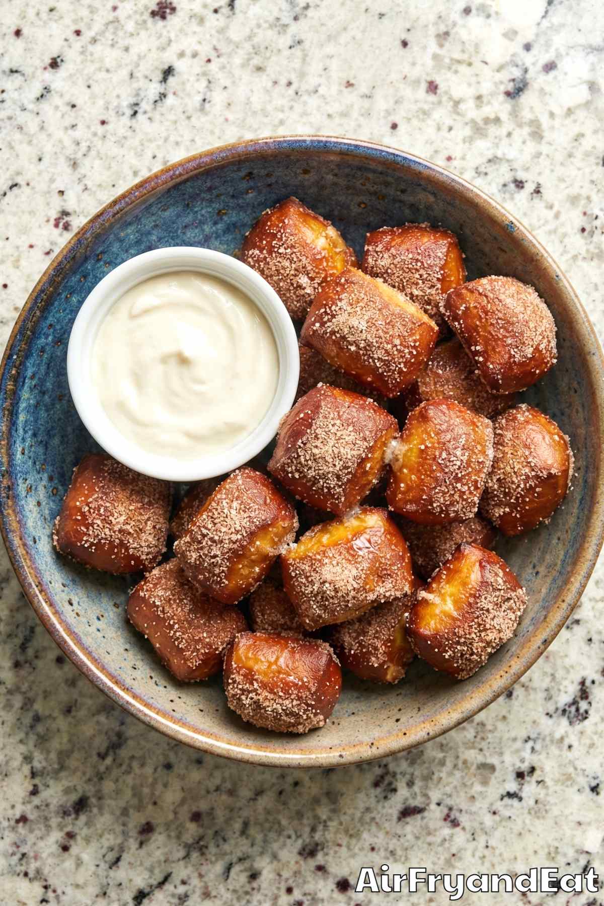 Easy air fryer cinnamon sugar pretzel bites