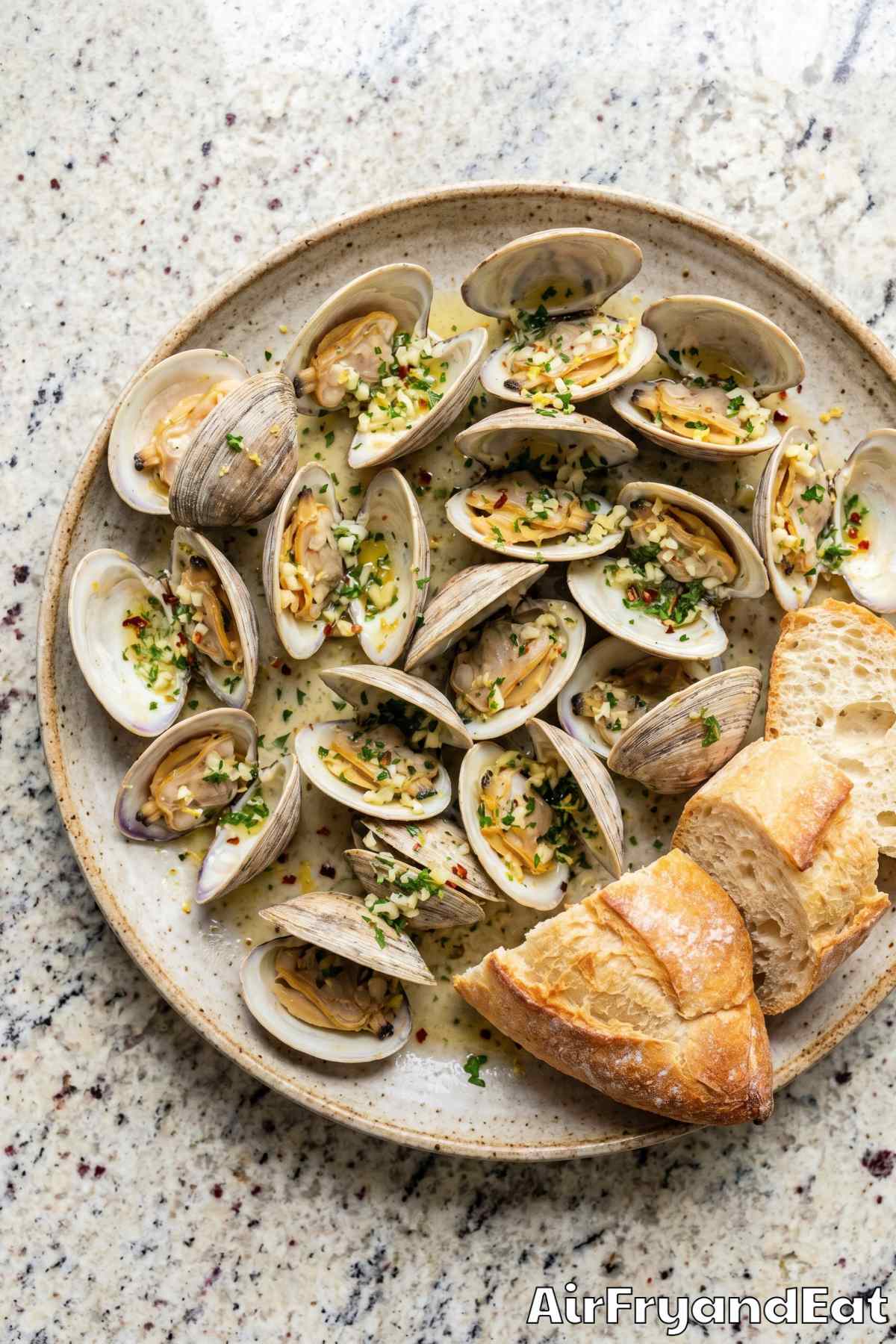 Crispy air fryer clams on a plate