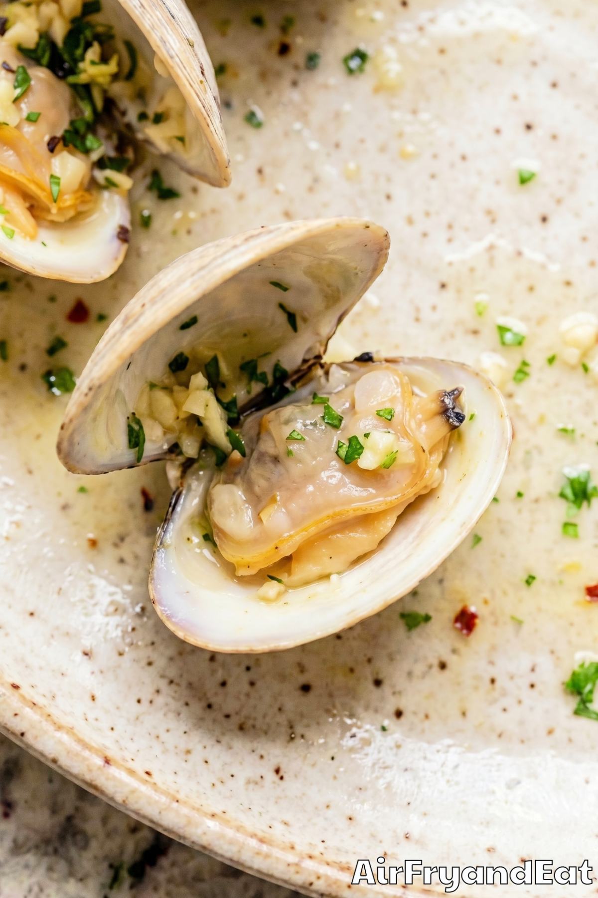 Perfectly cooked air fryer clams