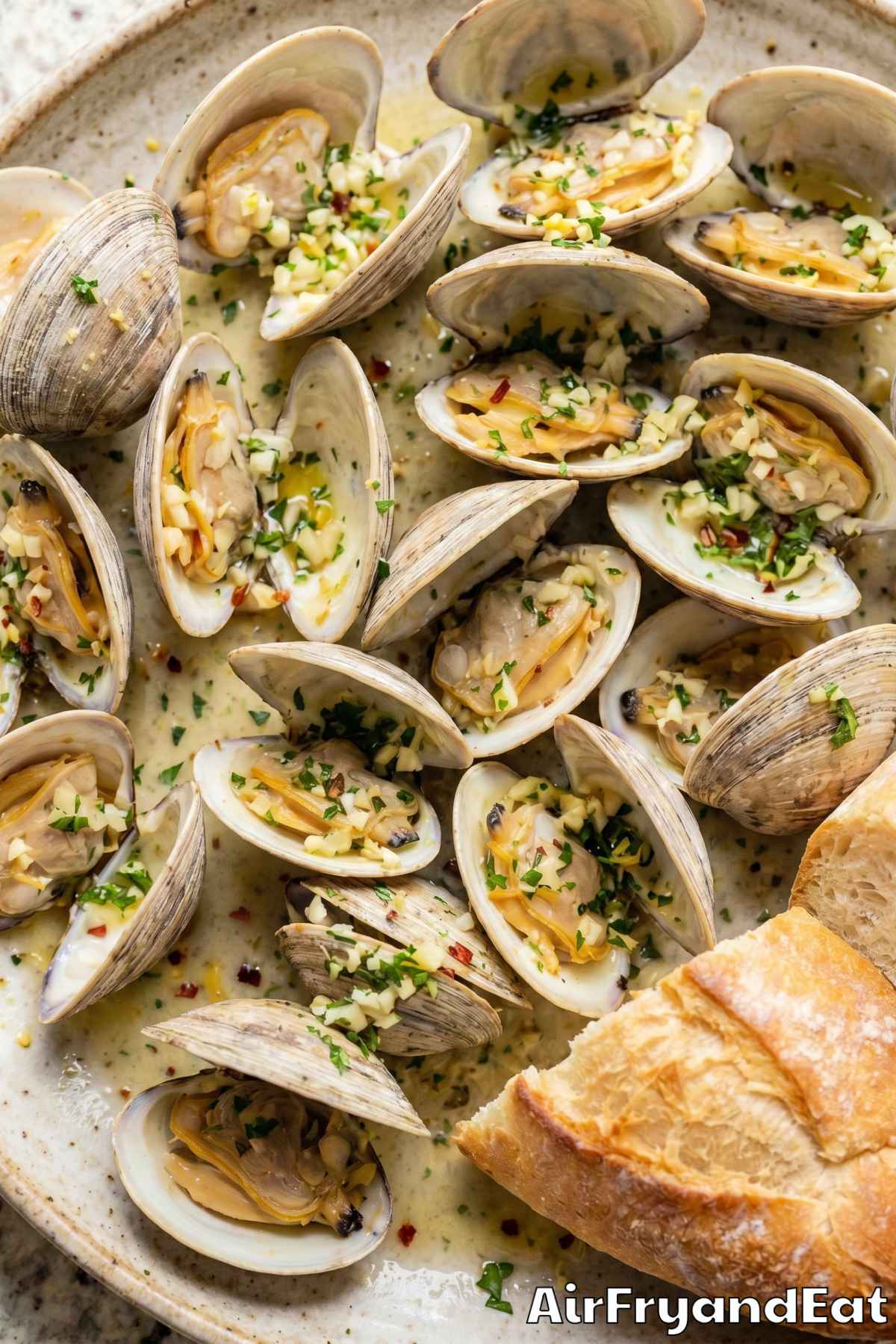 Juicy air fryer clams fresh and hot