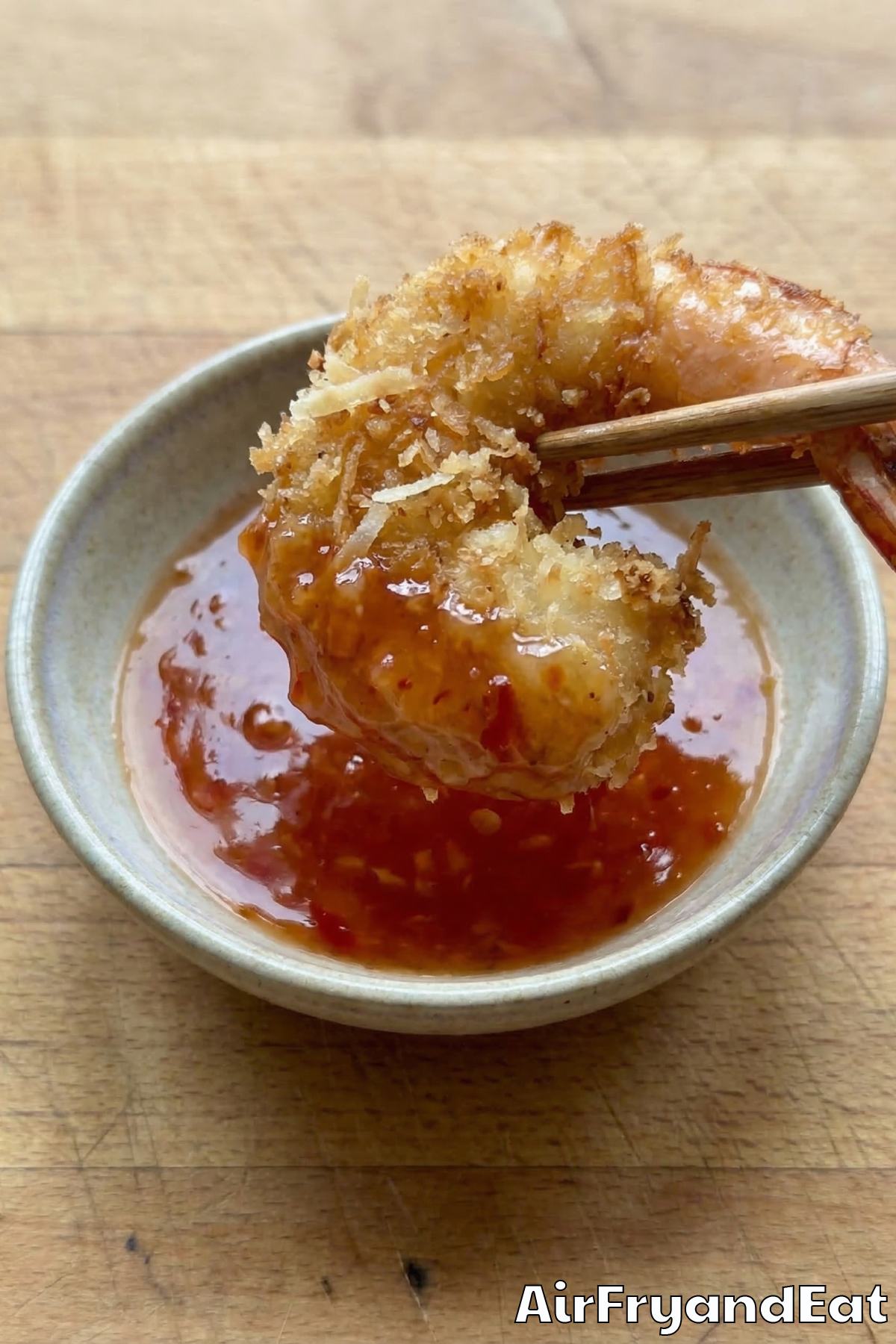 Crispy air fryer coconut shrimp on a plate