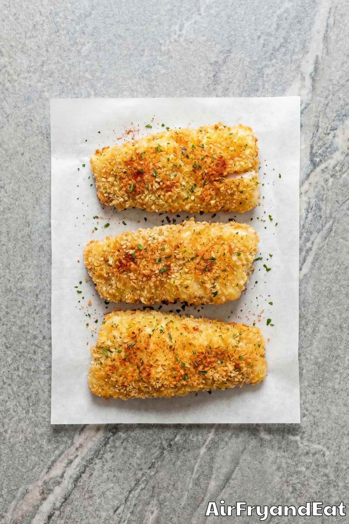 crunchy air fryer panko cod on a plate