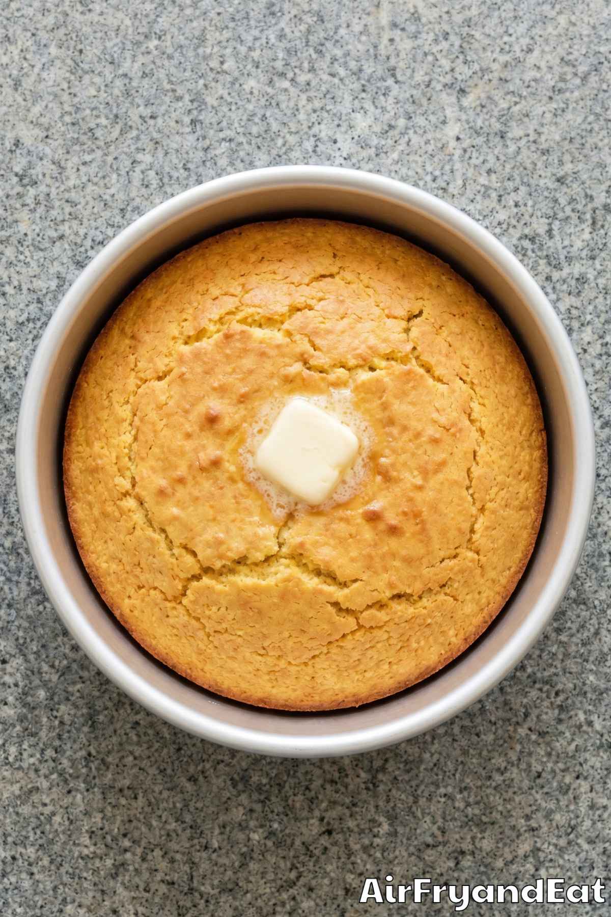 Crispy air fryer cornbread with buttery top