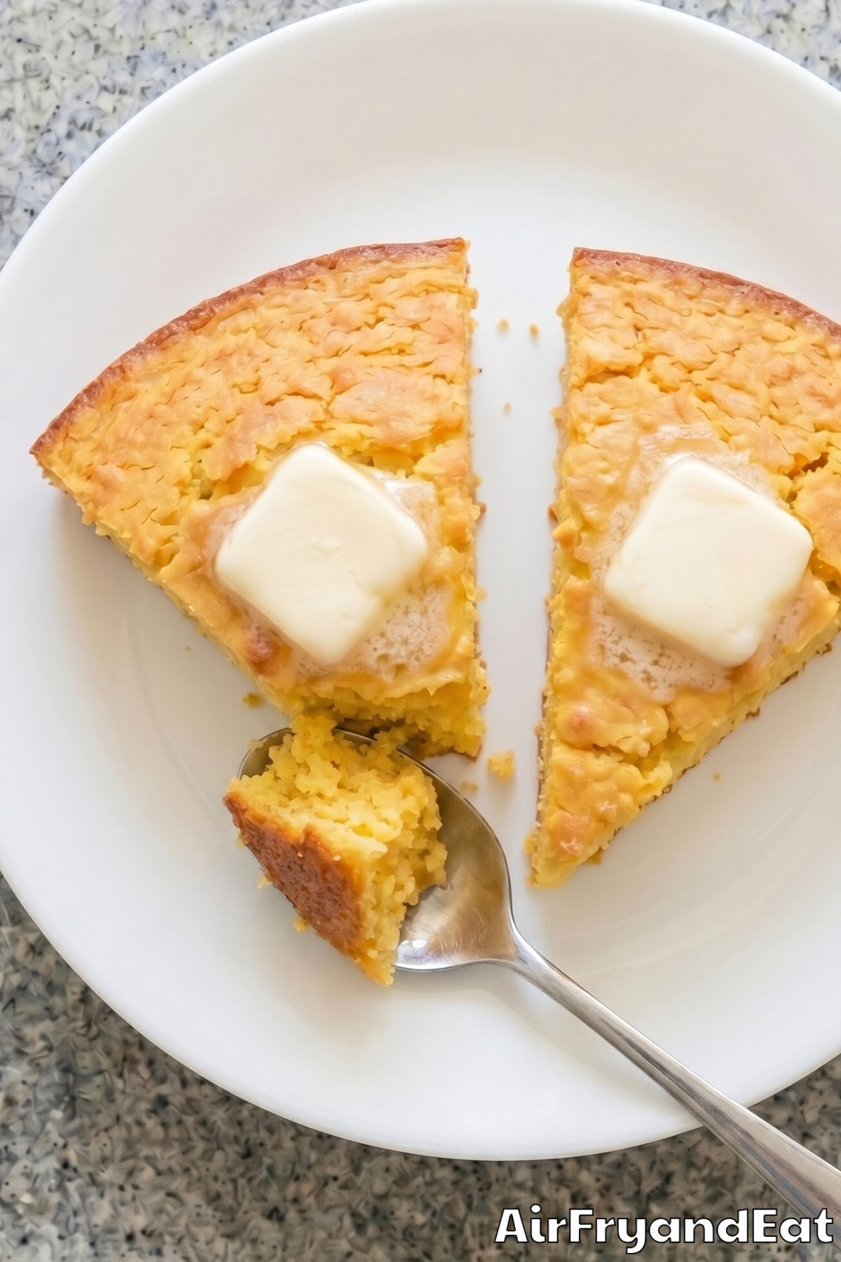Warm air fryer cornbread sliced and ready