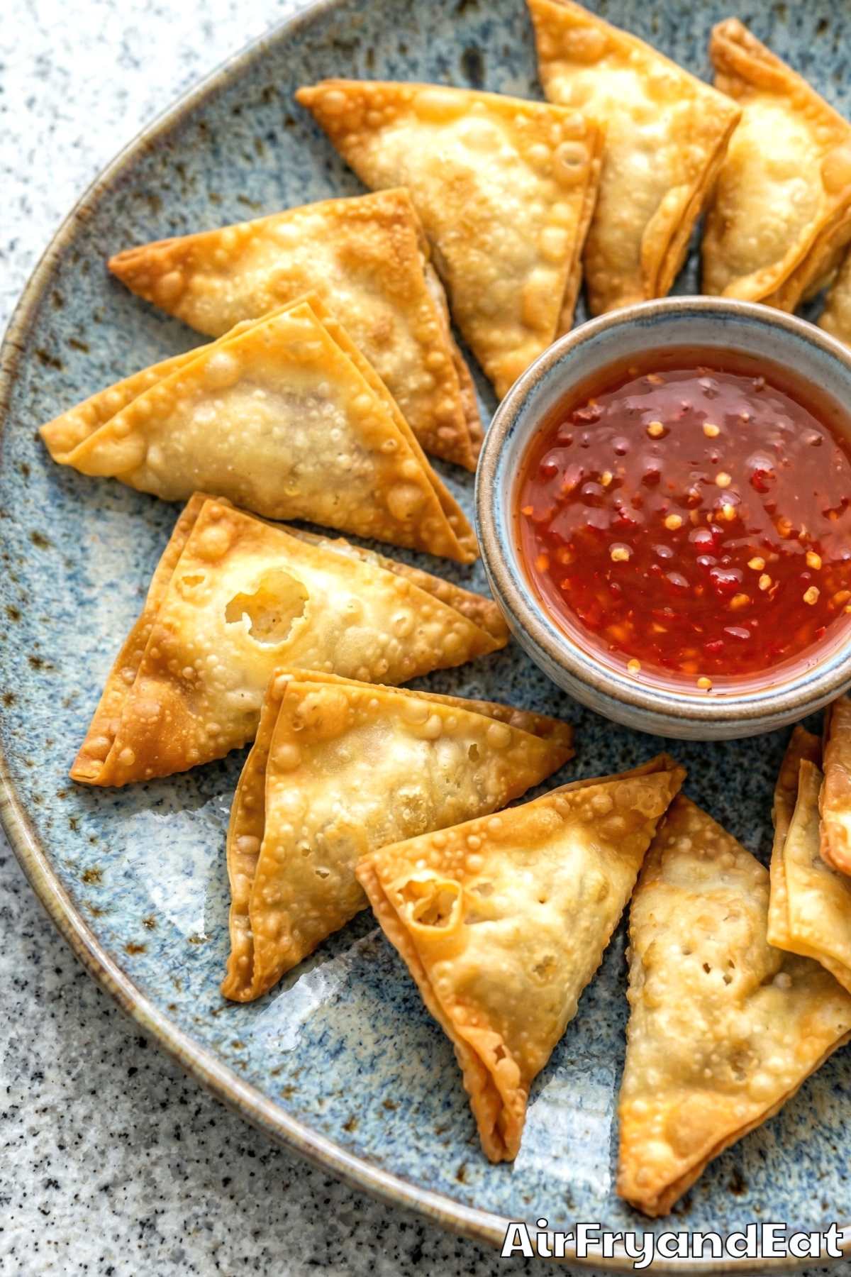 Flaky air fryer crab rangoon with cream cheese