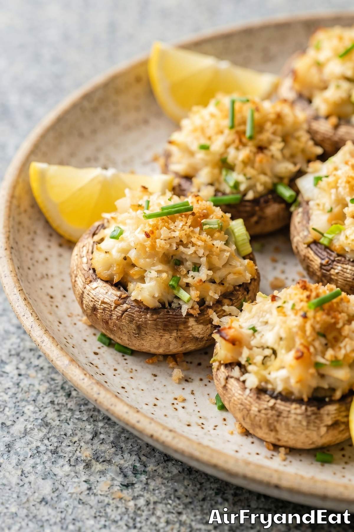 Irresistible air fryer crab stuffed mushrooms