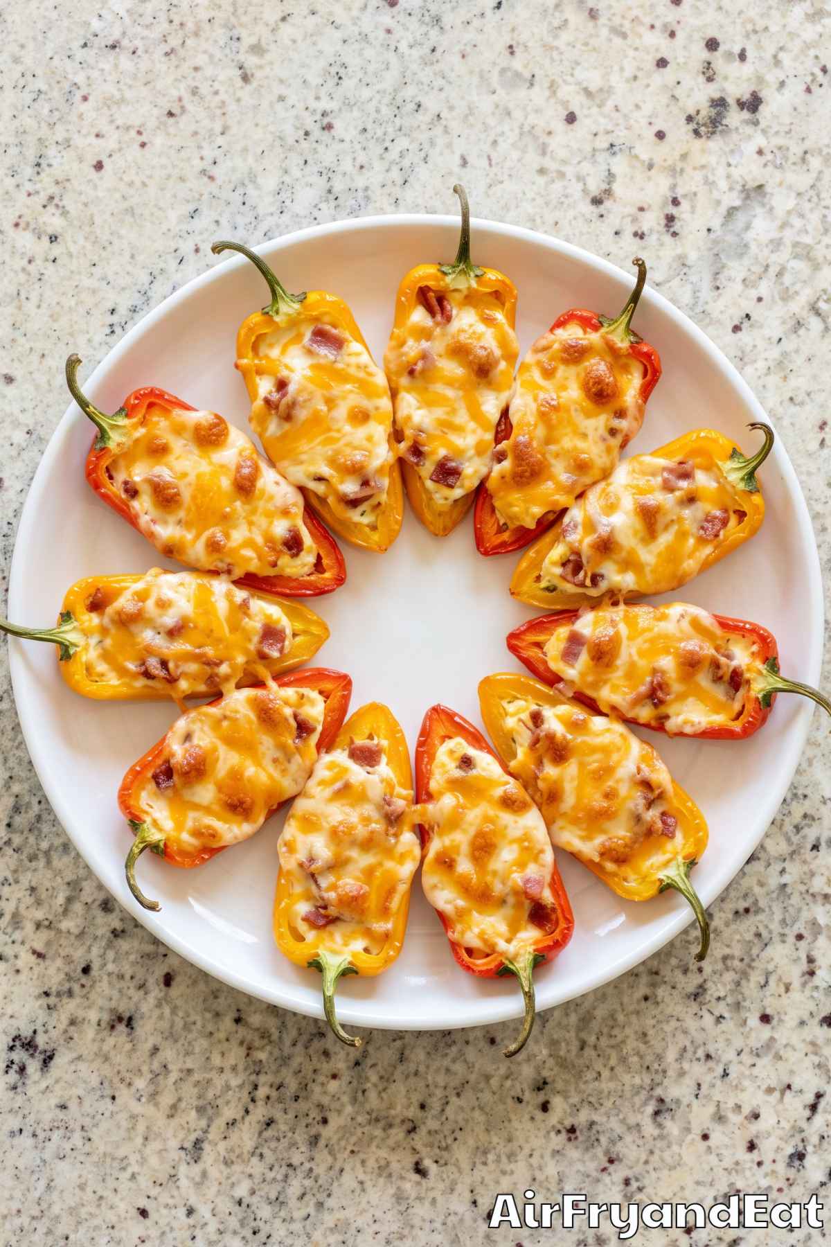 Golden stuffed mini peppers snack