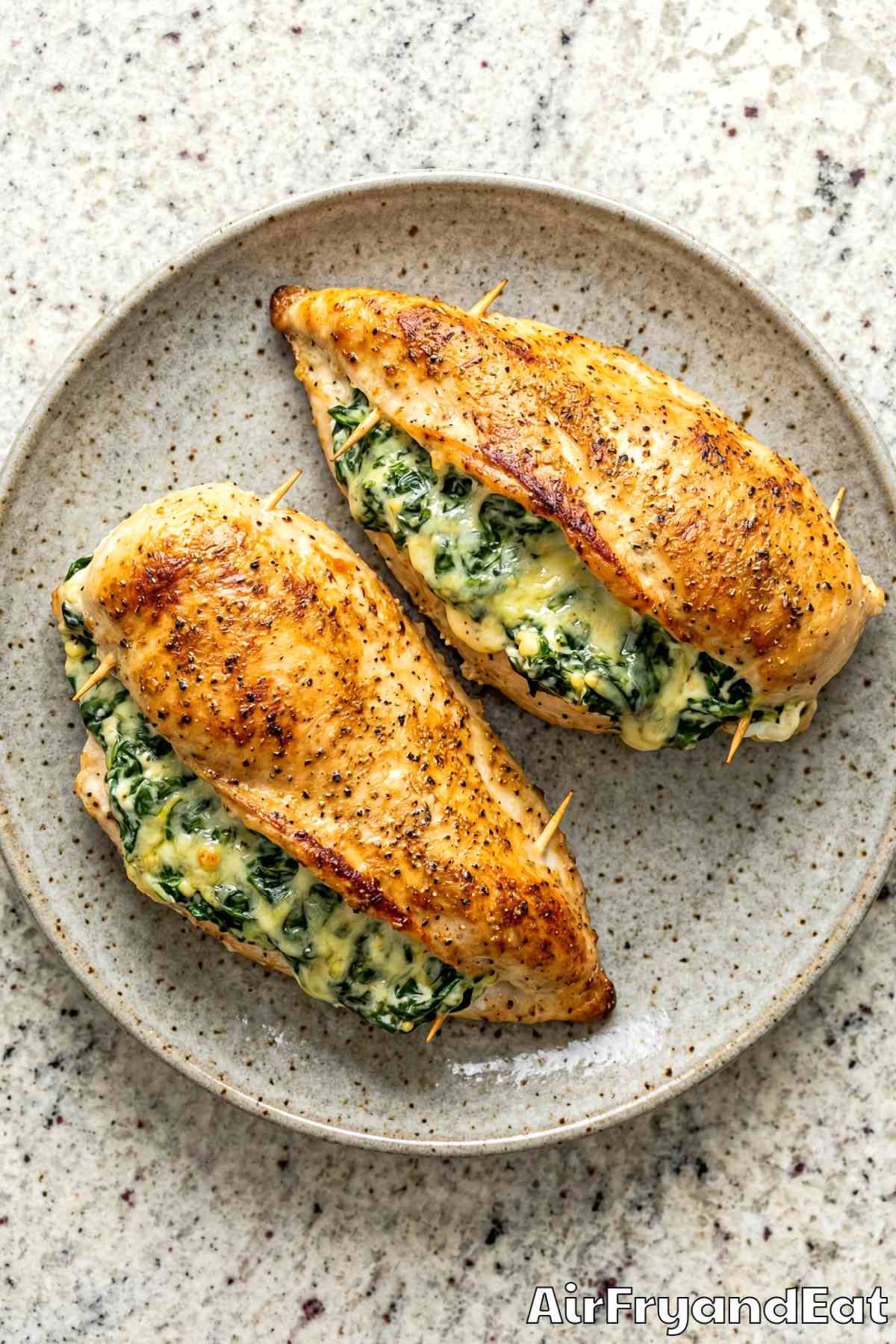 Homemade air fryer spinach stuffed chicken