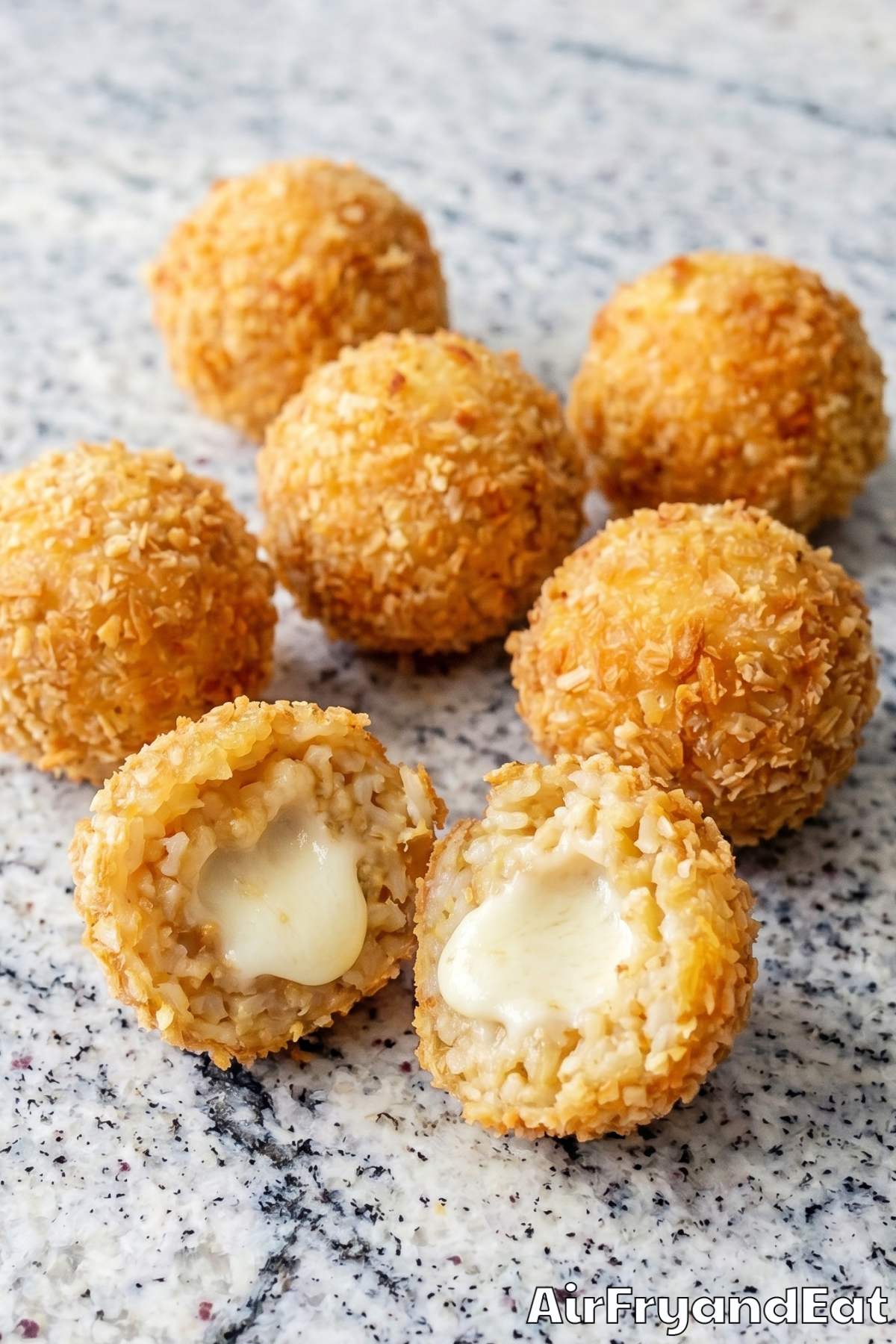 Easy air fryer crispy arancini on a board