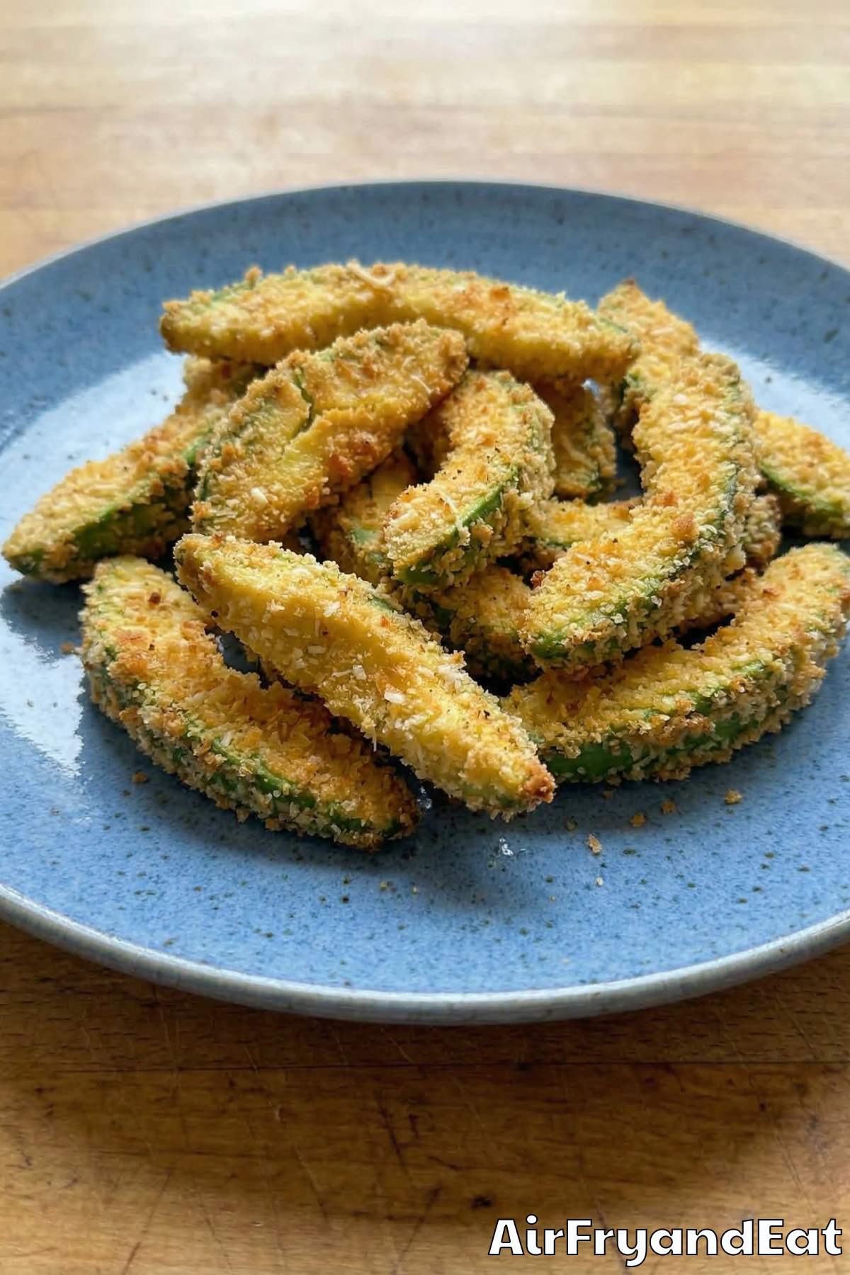 Warm crispy avocado fries from the air fryer