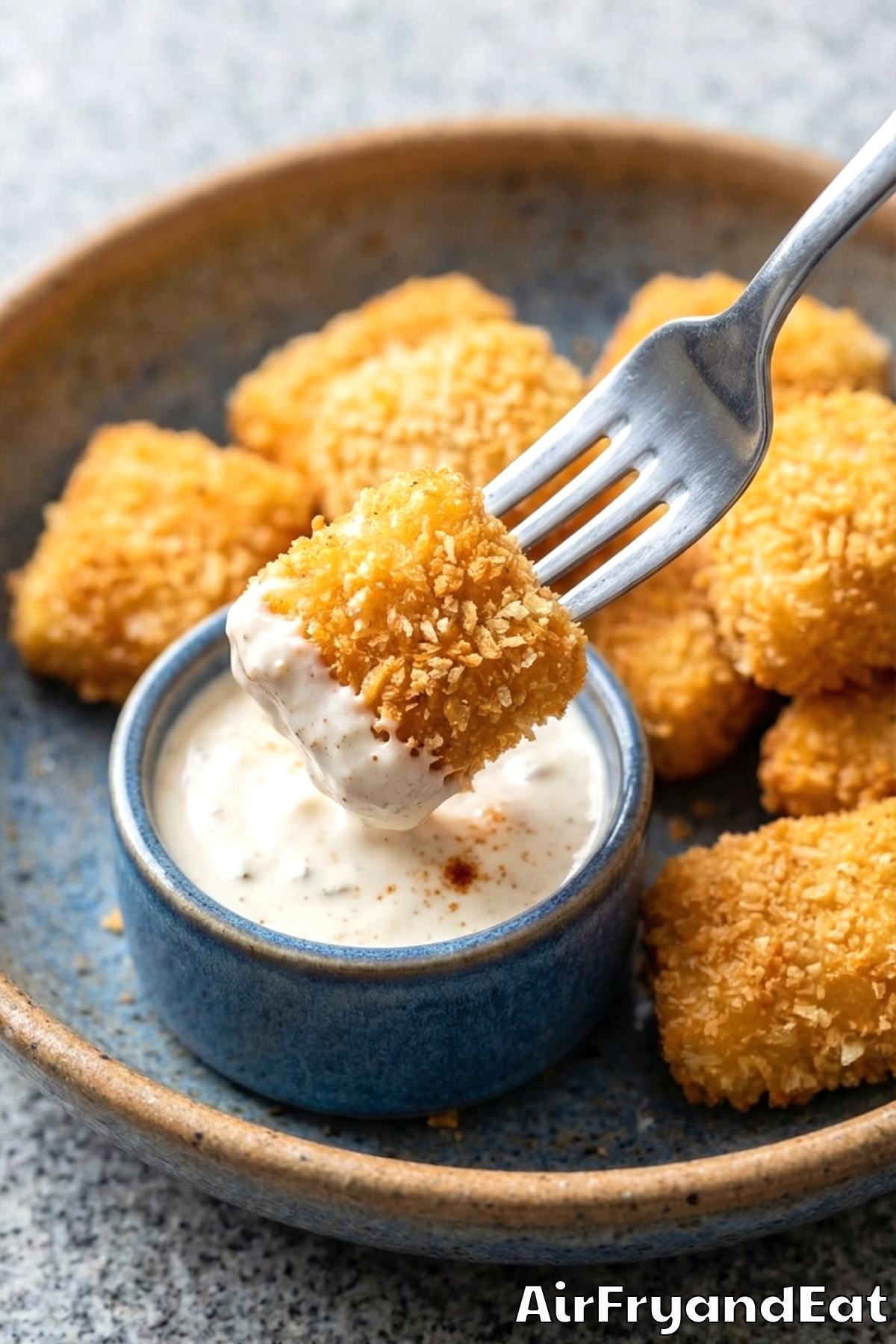 Tender air fryer crispy Baja fish bites