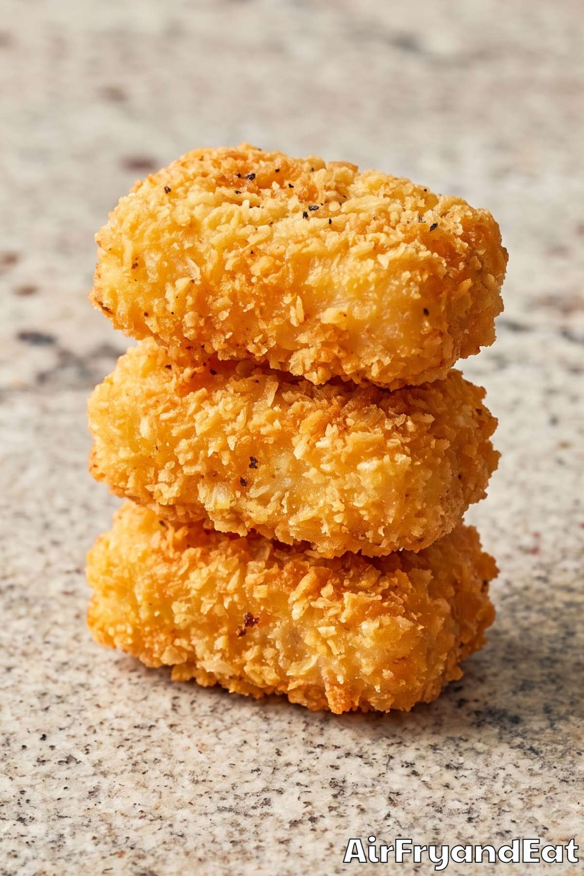 Air fryer Baja fish bites close up
