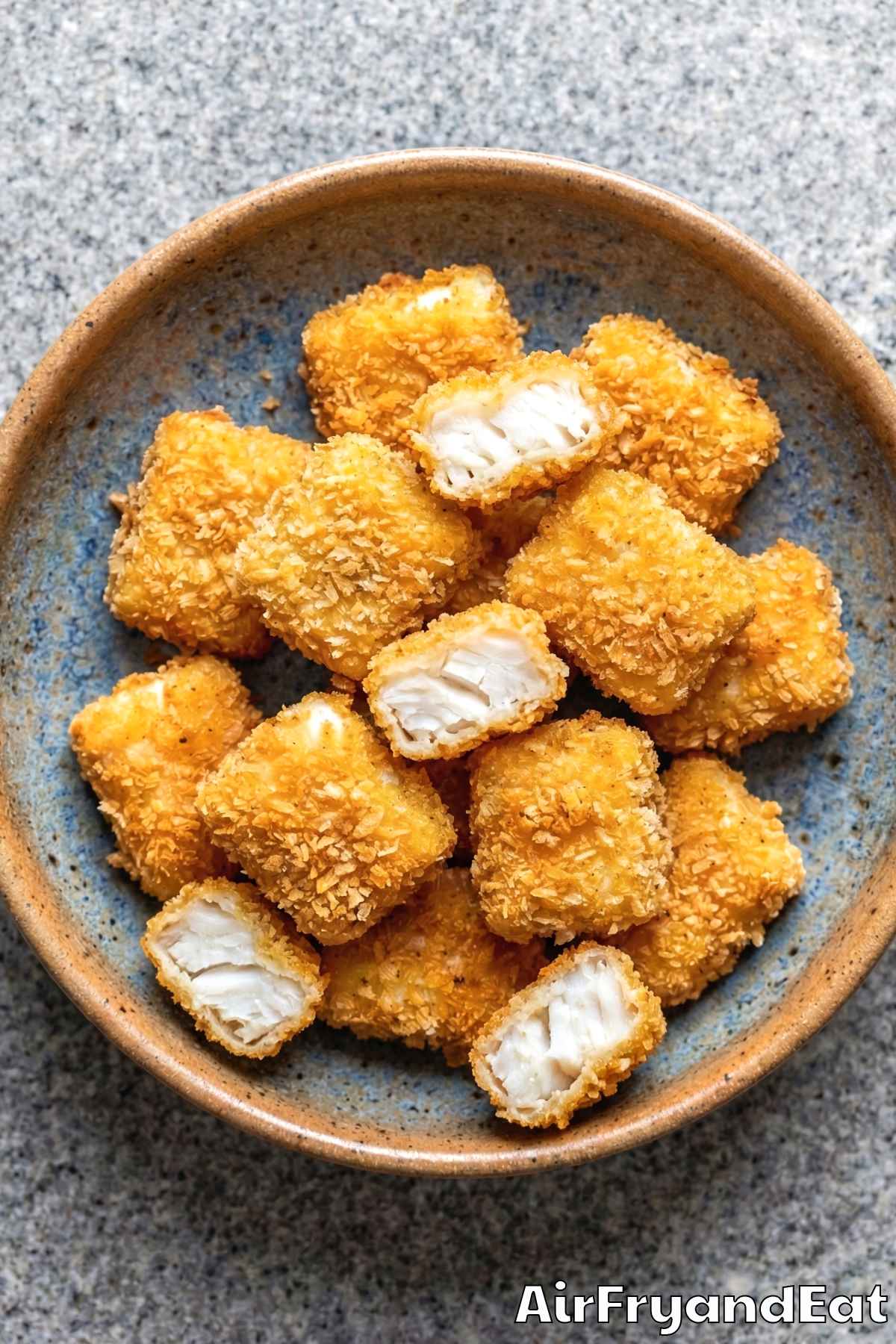 Homemade air fryer crispy Baja fish bites