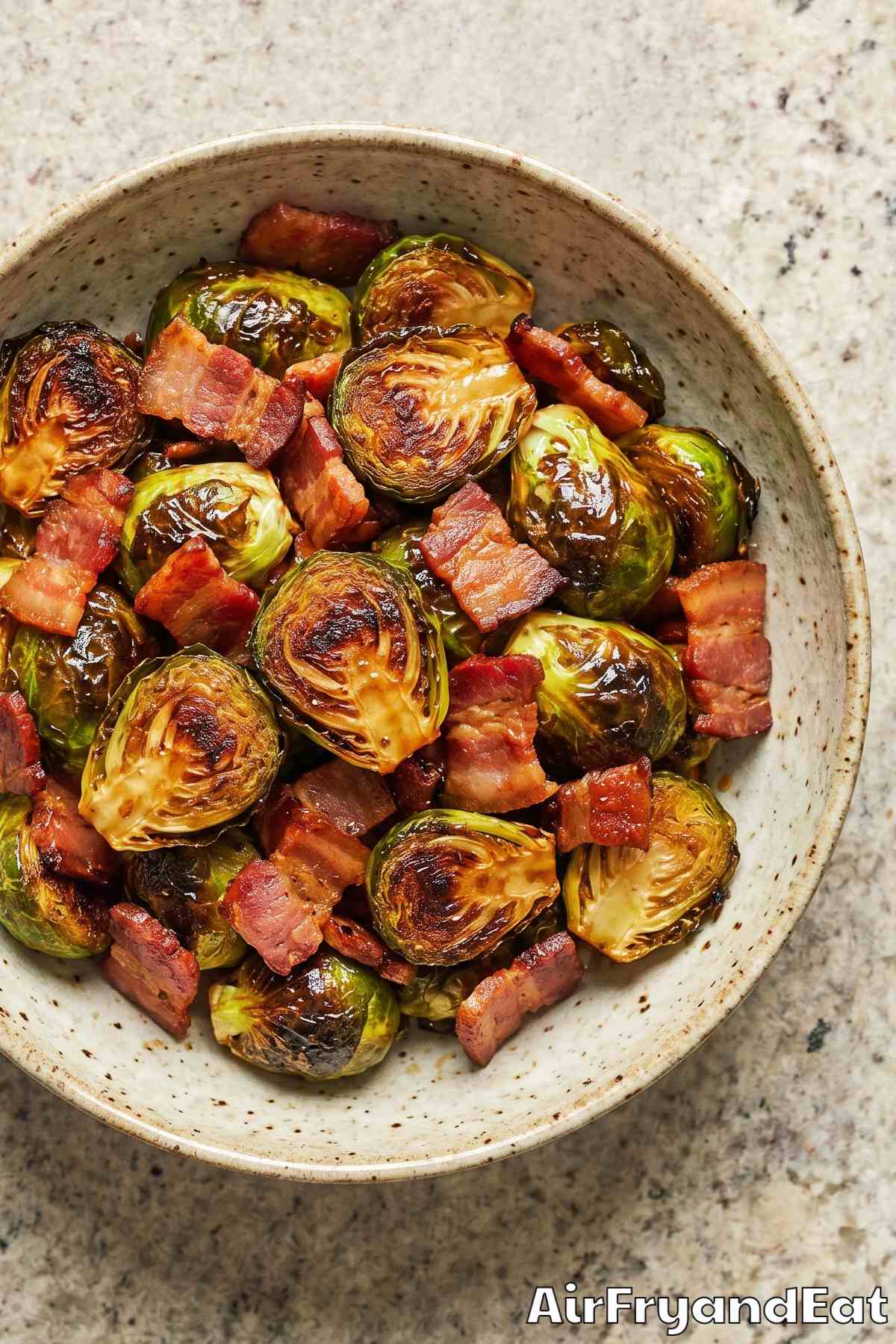 crispy air fryer brussels sprouts with bacon