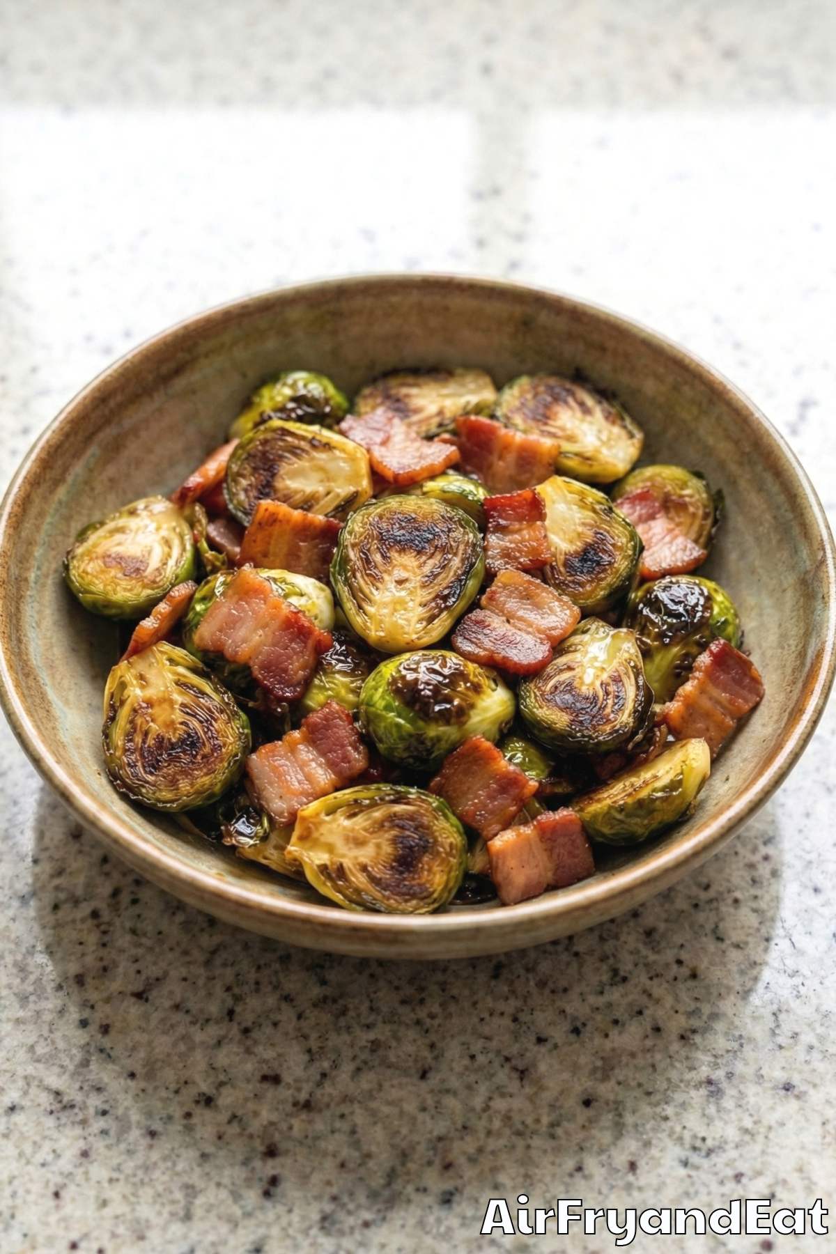 Perfect air fryer Brussels sprouts and bacon