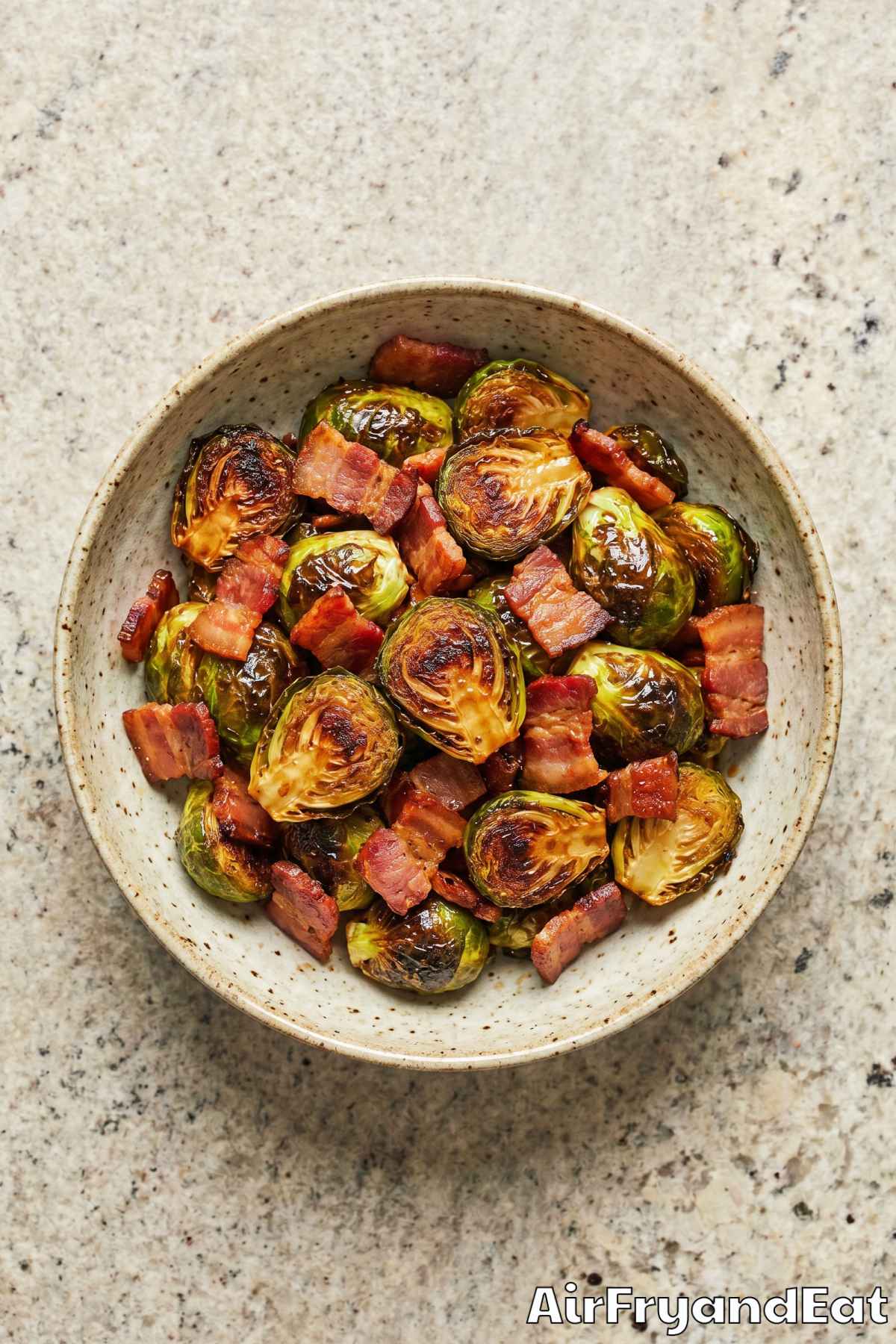 easy crispy brussels sprouts with bacon bits