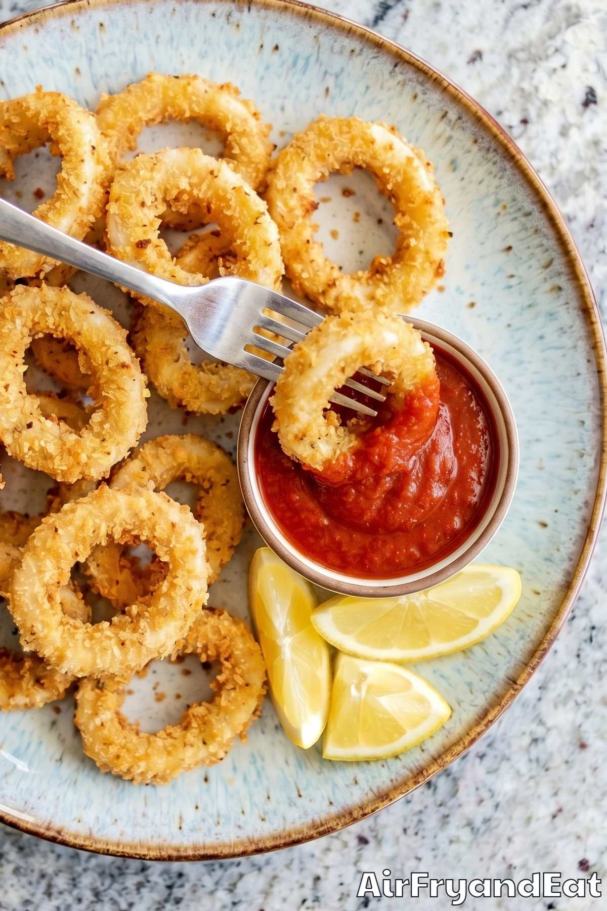 homemade air fryer crispy calamari platter