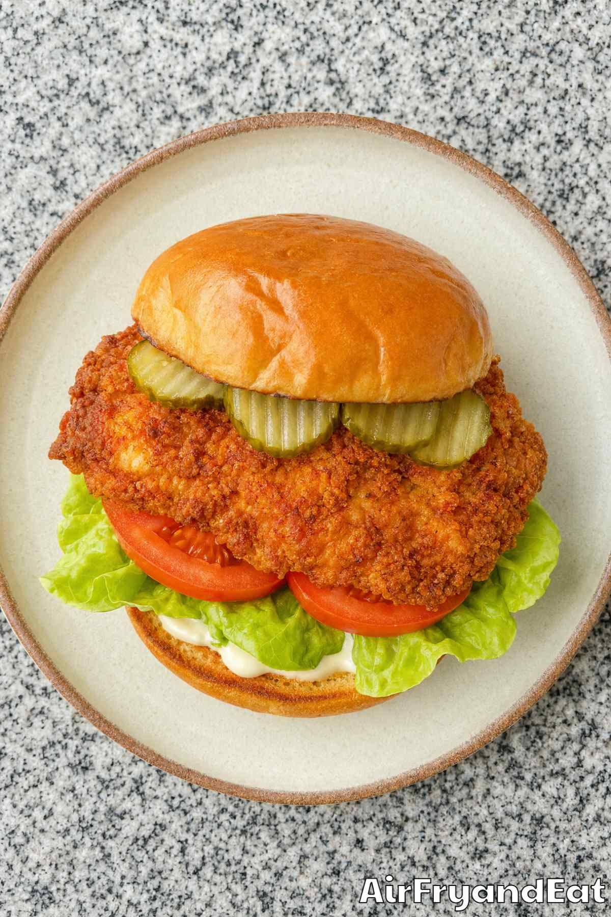 Savory air fryer crispy chicken sandwich