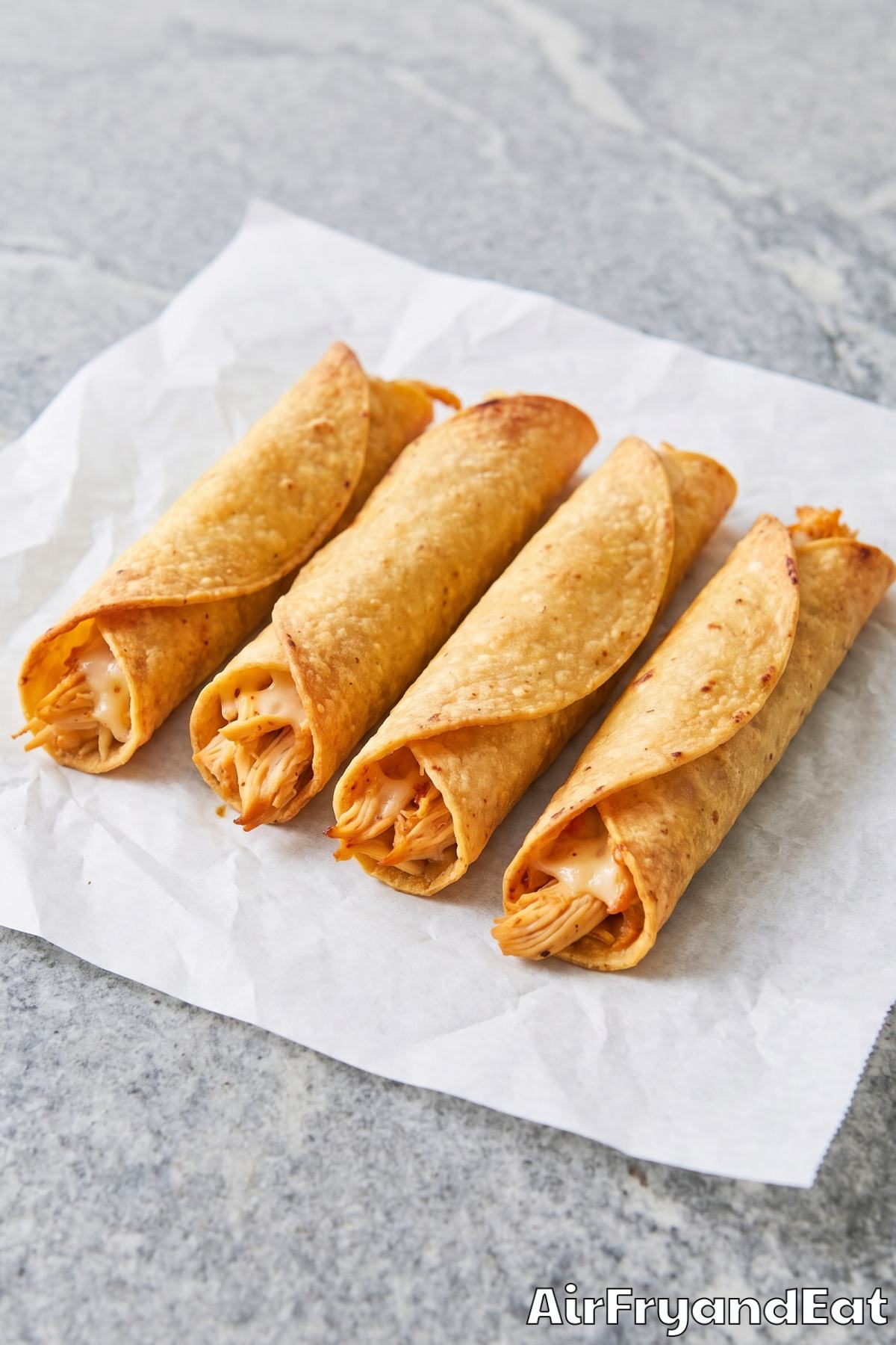 Air fryer taquitos with chicken